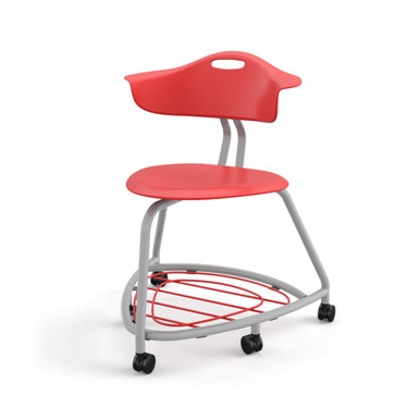 Red 360 Classroom Chair with Back, Bag Rack and Soft-Roll Casters