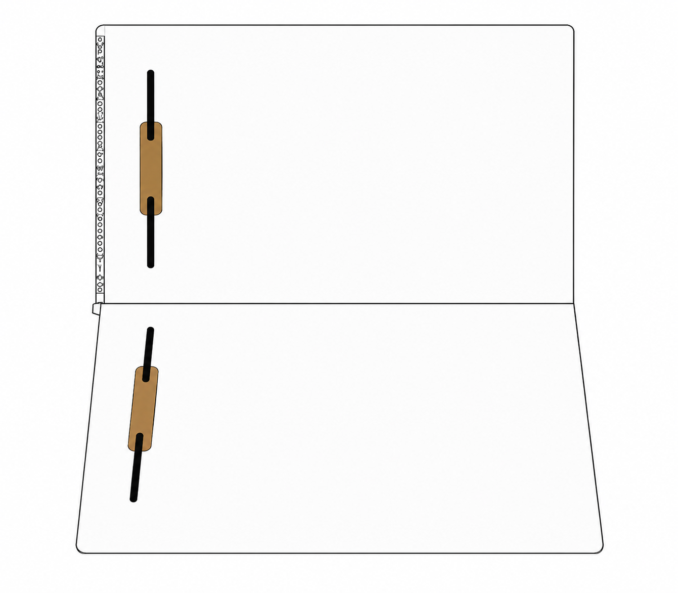 Kardex WHITE Legal Size Alpha Folders - 2 Heat bonded fasteners in 1 & 3 - 50 per box
