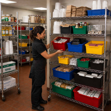 Ivory Ultra Stack and Hang Bins 13.63'' W x 8.25'' D x 8'' H - Case of 12 - alternate view (13.63 in W x 8 in D x 8.25 i