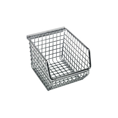 Ultra Mesh Stack and Hang Bin 5.25'' D x 4.25'' W x 3'' H - Chrome - Case of 20
