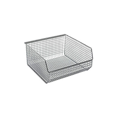 Ultra Mesh Stack and Hang Bin 10.75'' D x 11'' W x 5'' H - Chrome - Case of 10