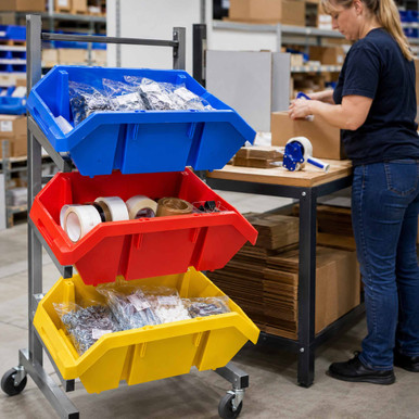 Yellow QuickPick Double Sided Bin 14'' L x 9.25'' W x 6.5'' H Case of 20 - alternate view (14 in W x 6.5 in D x 9.25 in 