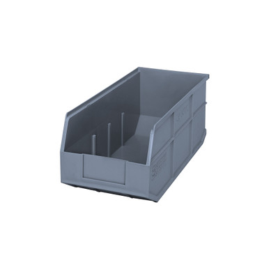 Stackable Shelf Bins 18" D x 8.25" W x 7" H - Gray - Case of 6