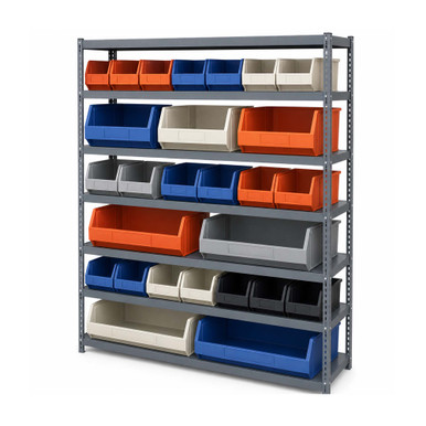 Gray Stackable Shelf Bin 18'' L x 8.25'' W x 7'' H Case of 6 - alternate view (18 in W x 7 in D x 8.25 in H)