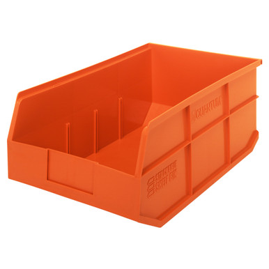 Stackable Shelf Bins 18" D x 11" W x 7" H - Orange - Case of 6