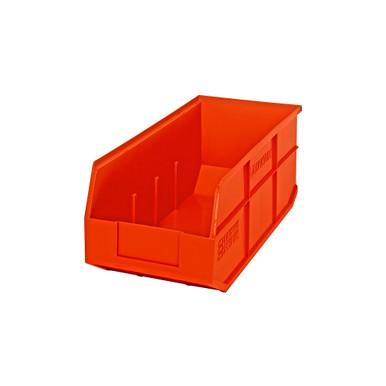 Stackable Shelf Bins 18" D x 8.25" W x 7" H - Orange - Case of 6