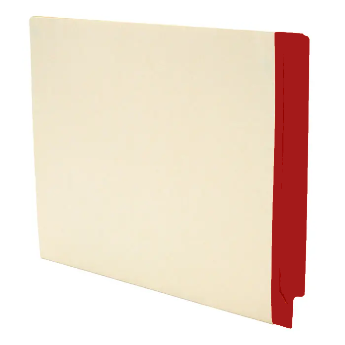 Manila File Folders with Red Color Stripe on End Tab - Letter Size - 11 Pt. Stock - Two Ply Tab - Fasteners 2 & 4 - 50/bx