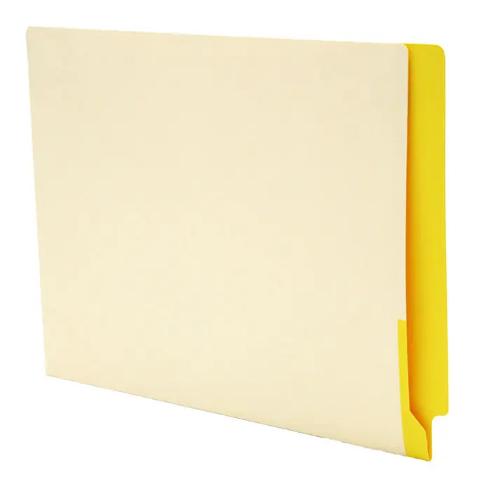 Manila File Folders with Yellow Color Stripe on End Tab - Letter Size - 11 Pt. Stock - Two Ply Tab - Fasteners 2 & 4 - 50/bx