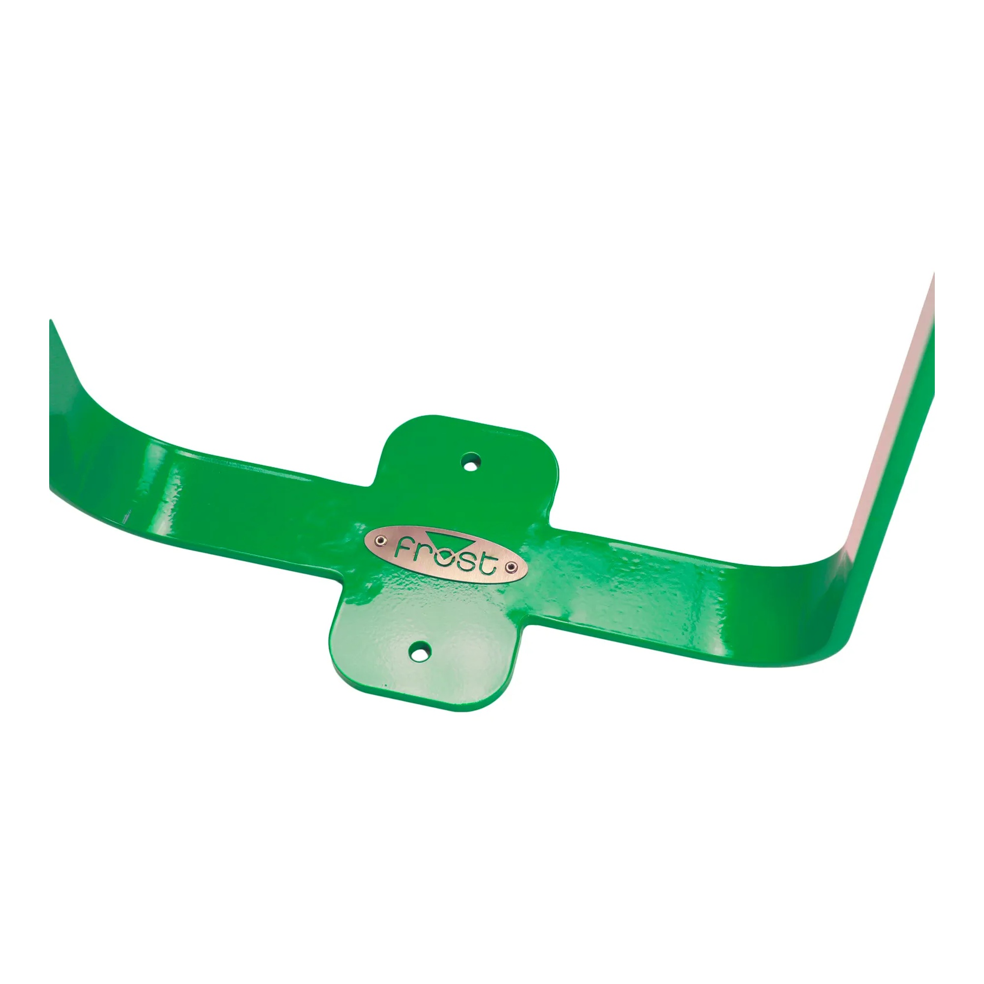 Green steel bike rack with capacity for five bicycles