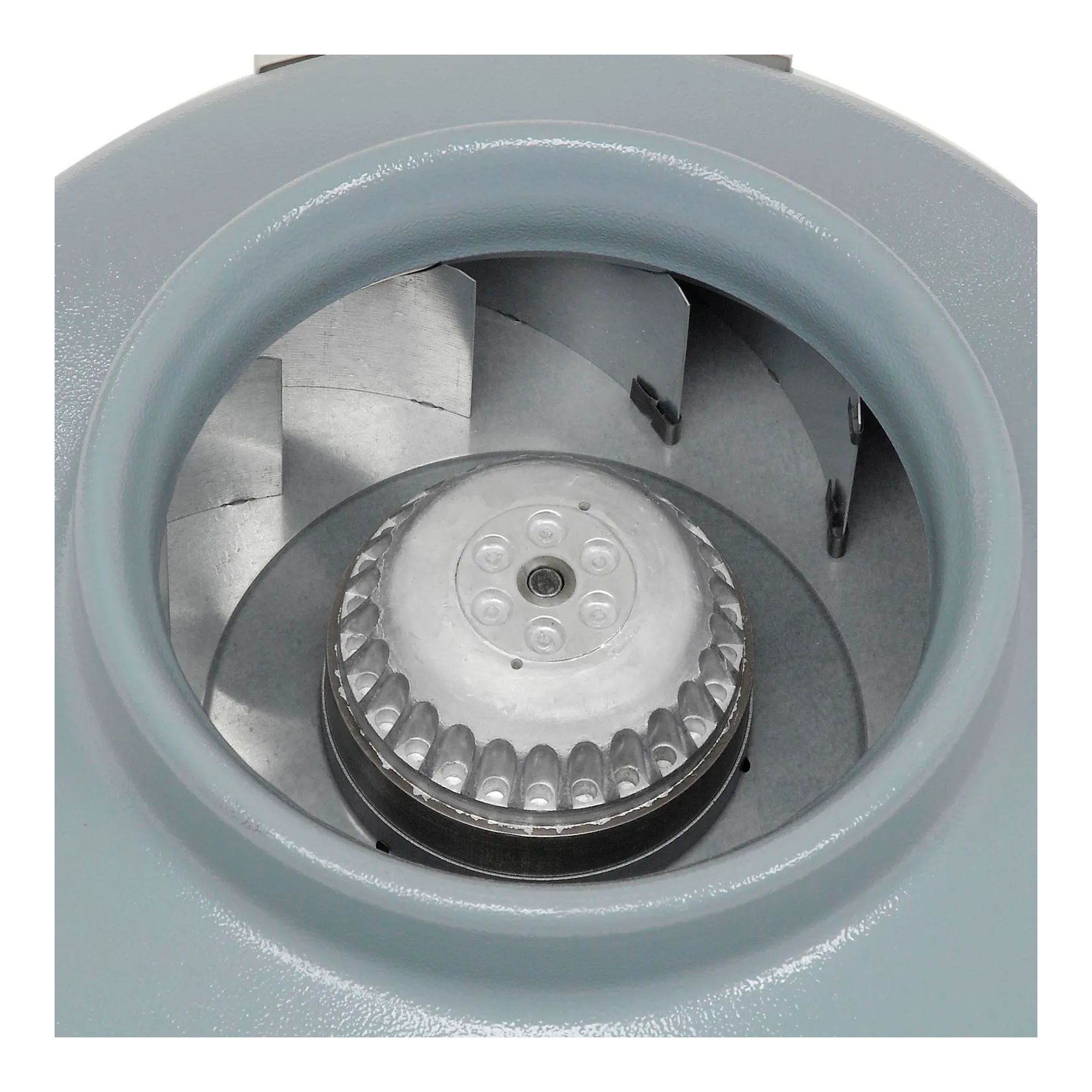 Gray 8-inch in-line duct fan for ducted ventilation