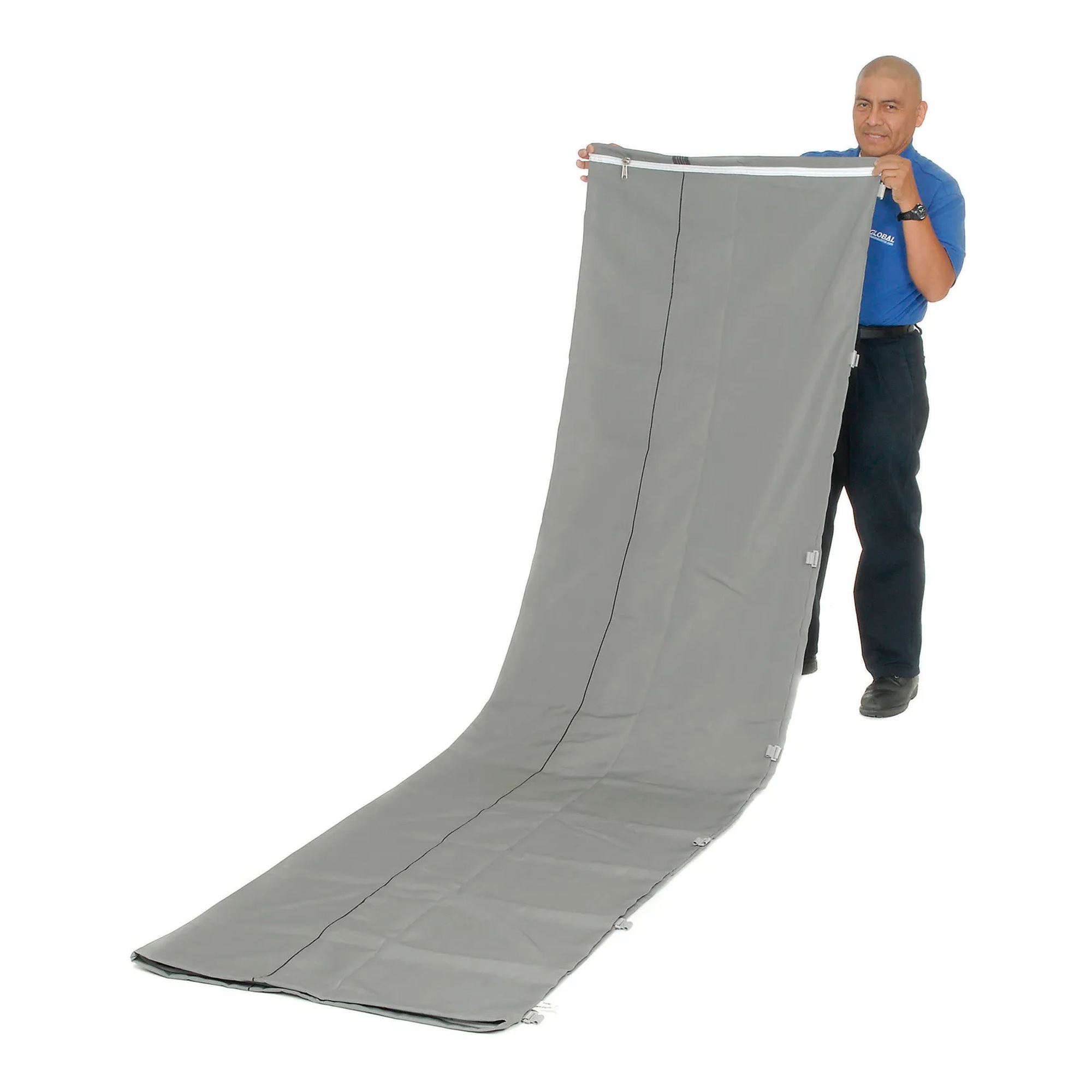 Gray 20-inch unvented fabric duct straight section, 10 feet long