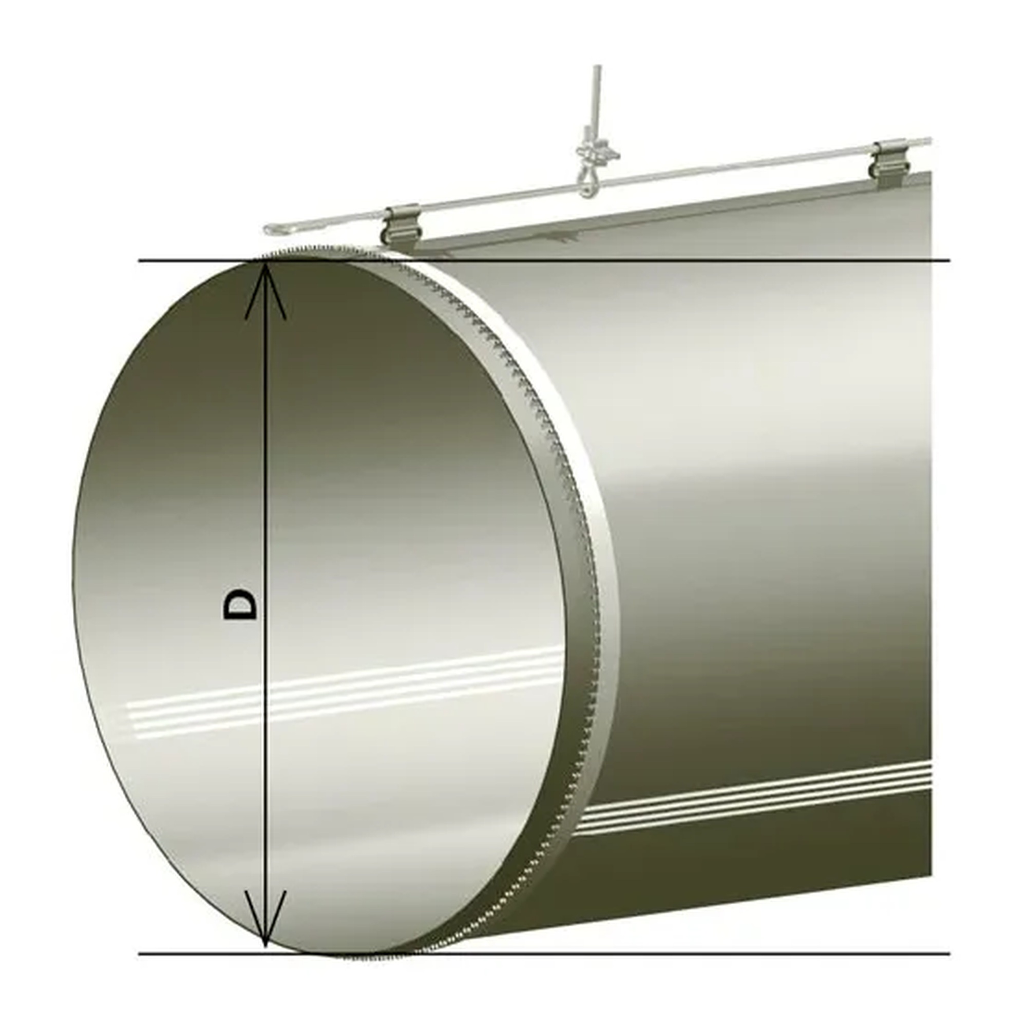 12 in. Gray Fabric Duct Straight Section, 10 ft., No Vents