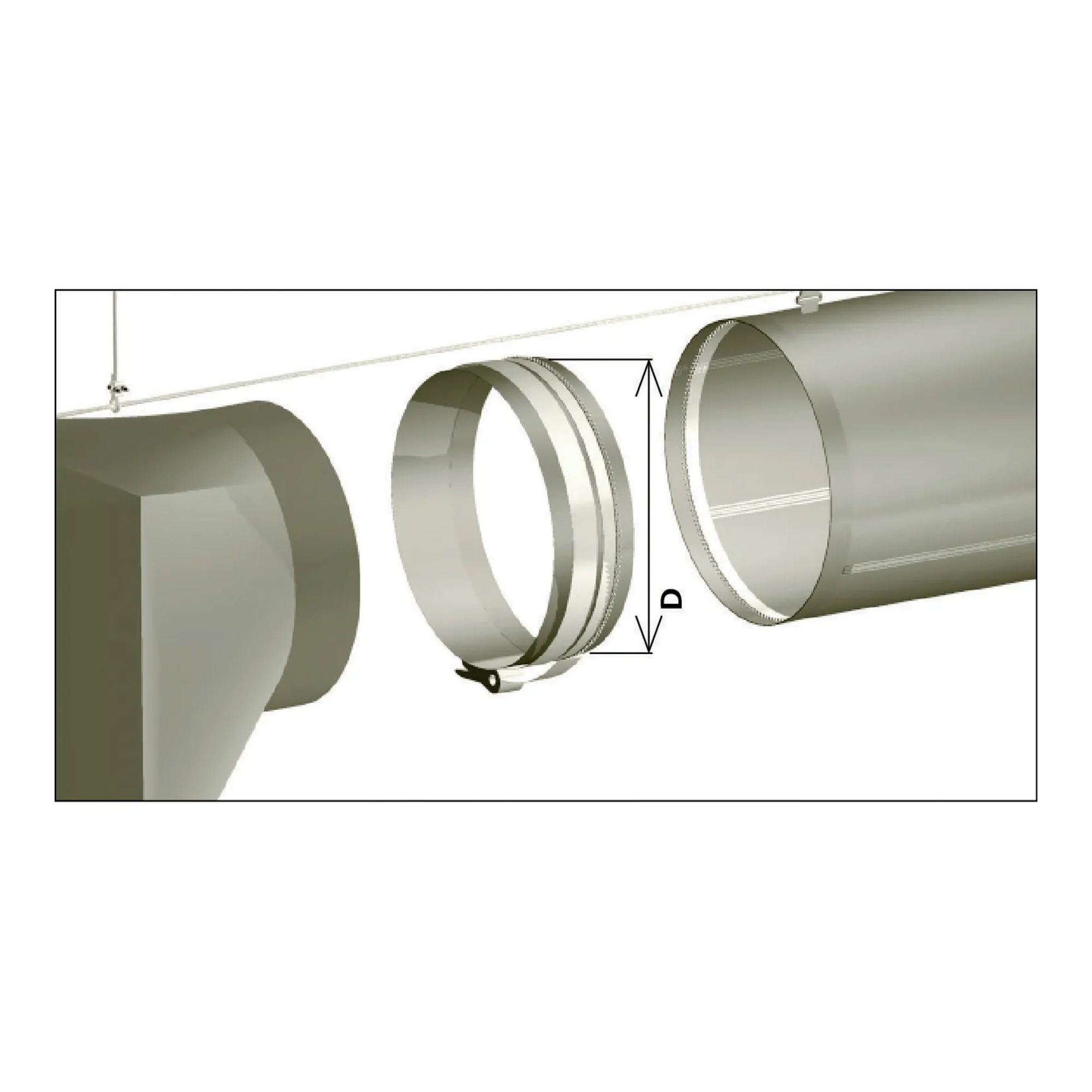 Gray 20-inch fabric duct inlet section