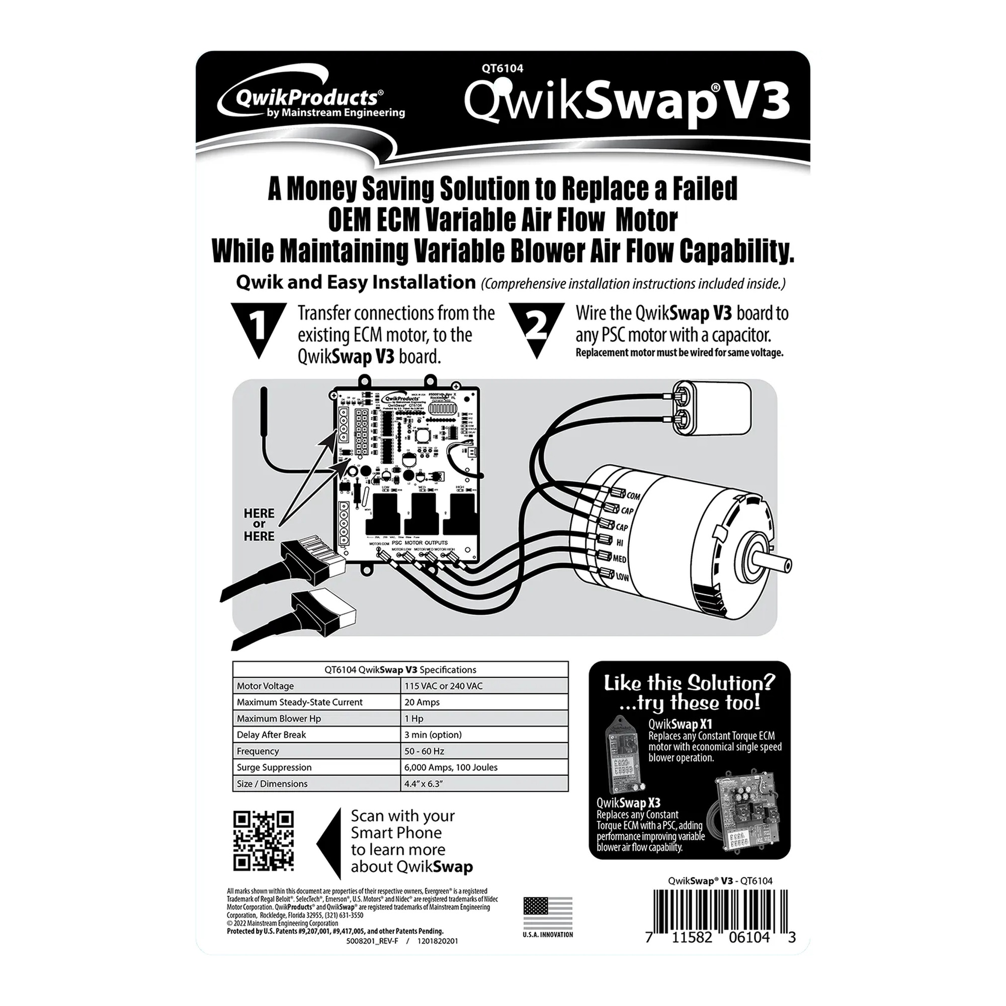 Universal variable airflow ECM replacement board
