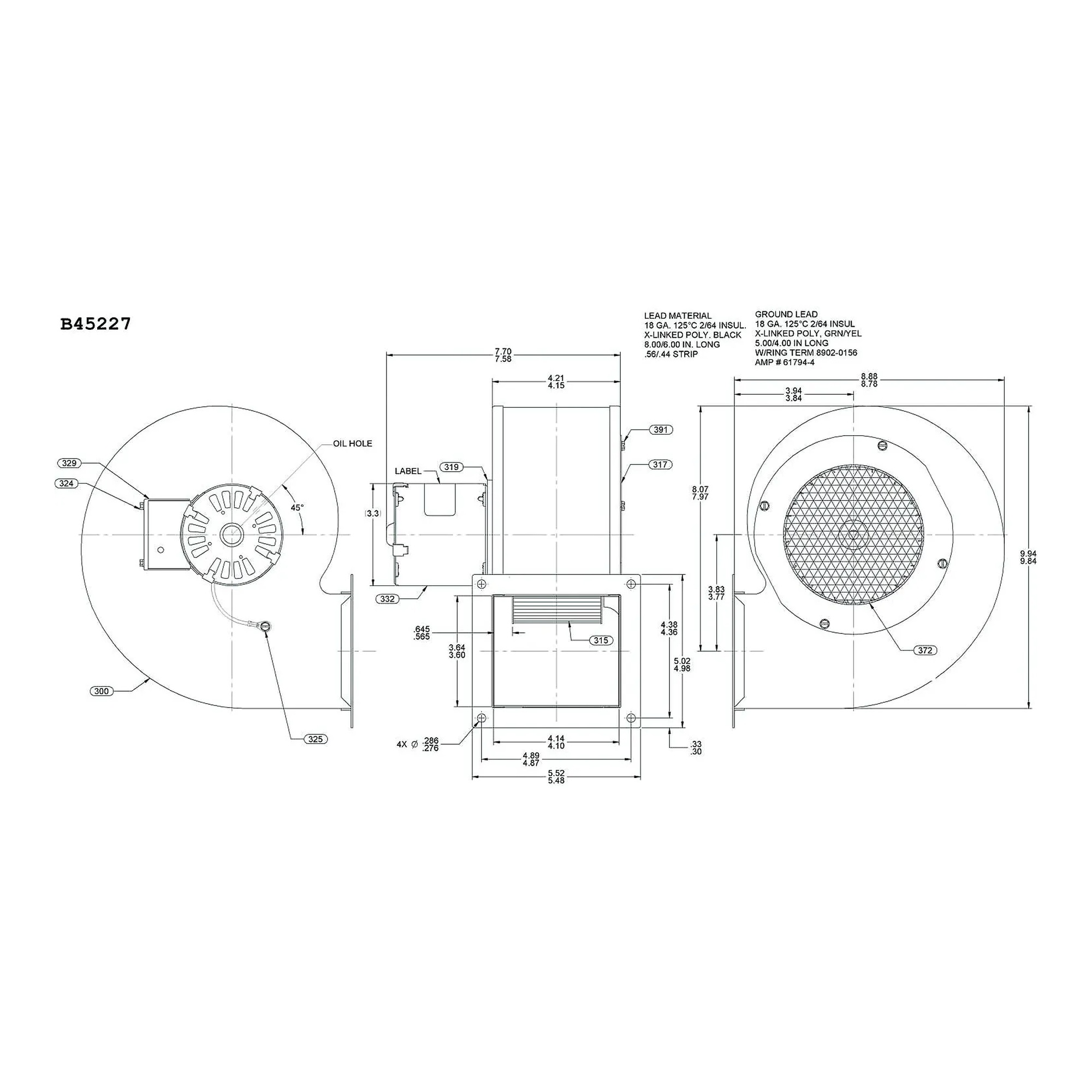 115V centrifugal blower with sleeve bearings