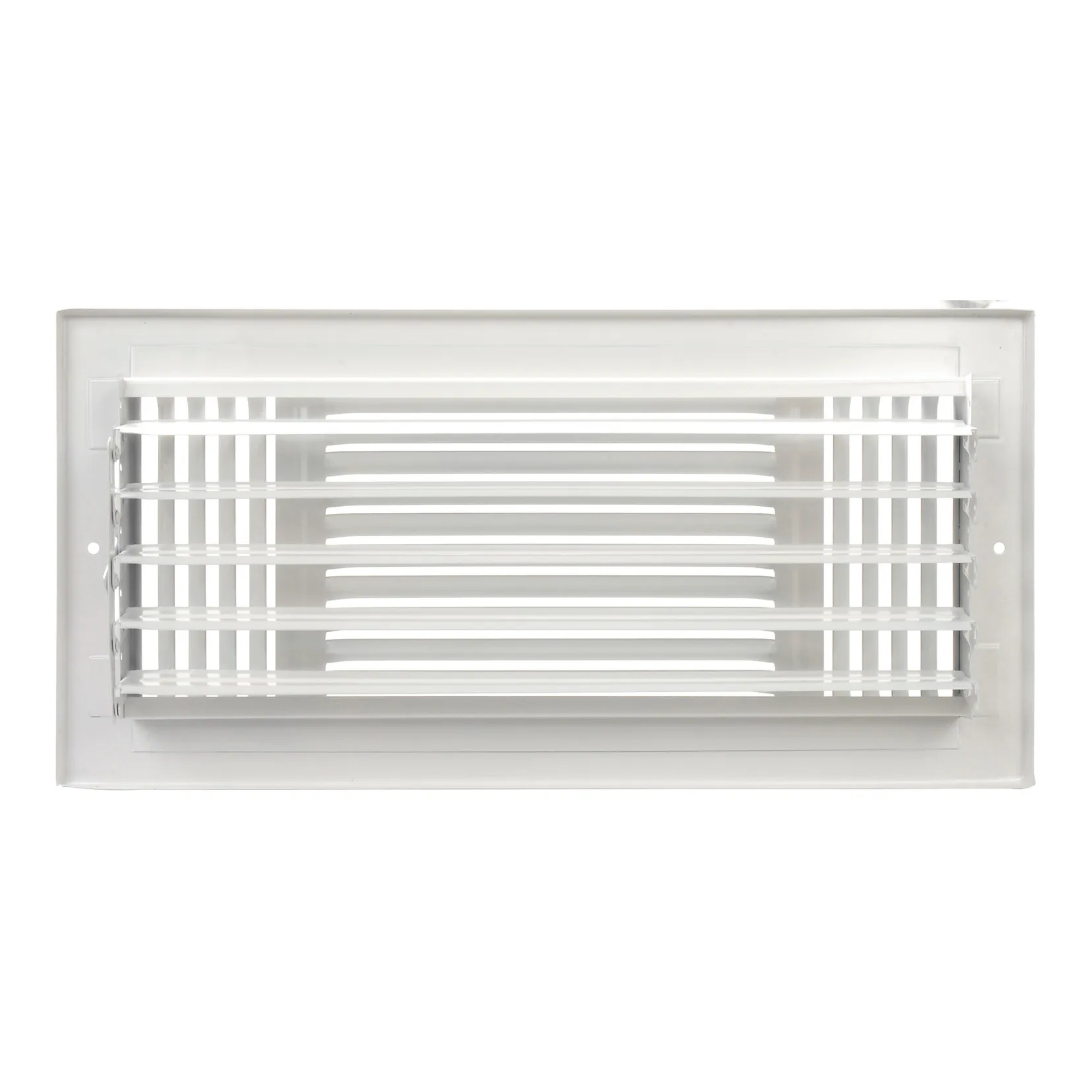 White 3-way steel ceiling and sidewall register with adjustable louver damper