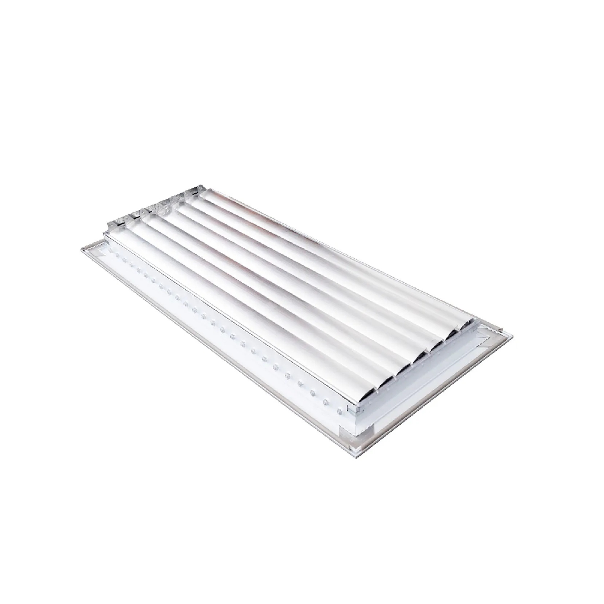 White aluminum adjustable one-way wall register for a 20 x 8 duct opening