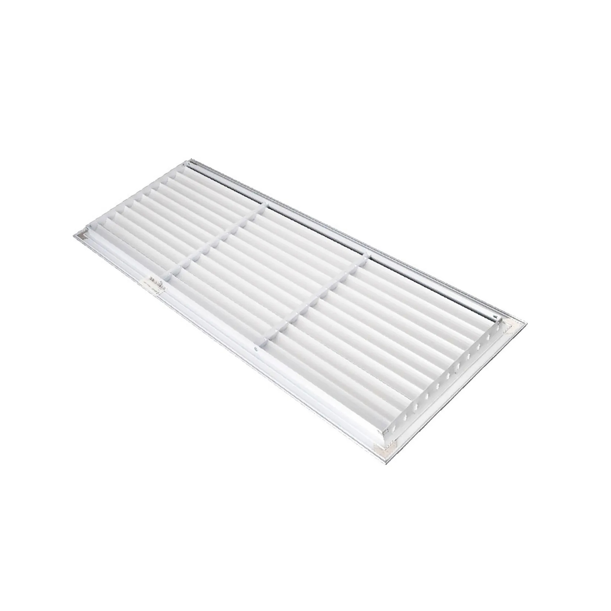 White aluminum return air grille with fixed curved blades for a 36 x 12 inch duct opening