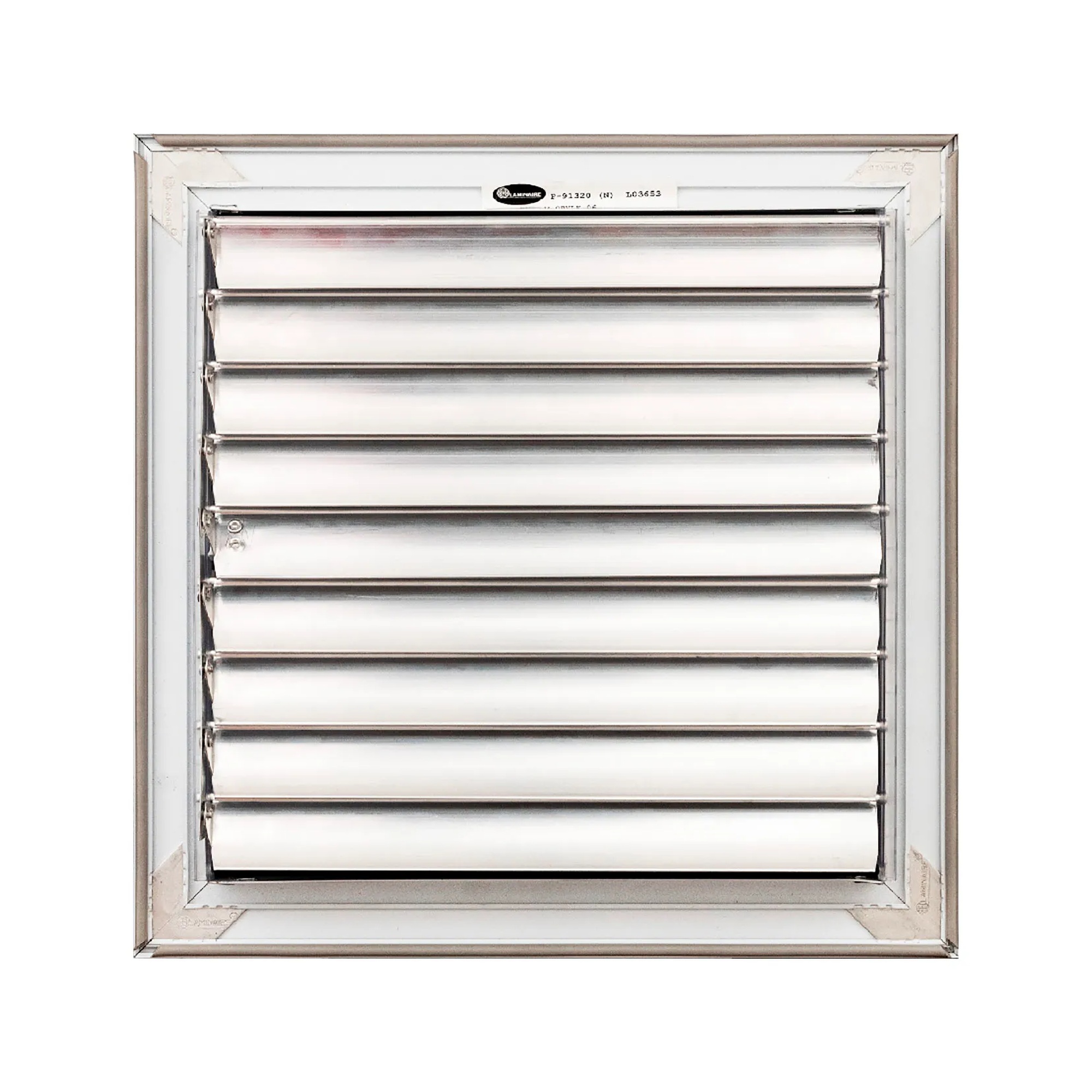 White one-way adjustable aluminum ceiling diffuser for a 10 x 10 inch duct opening