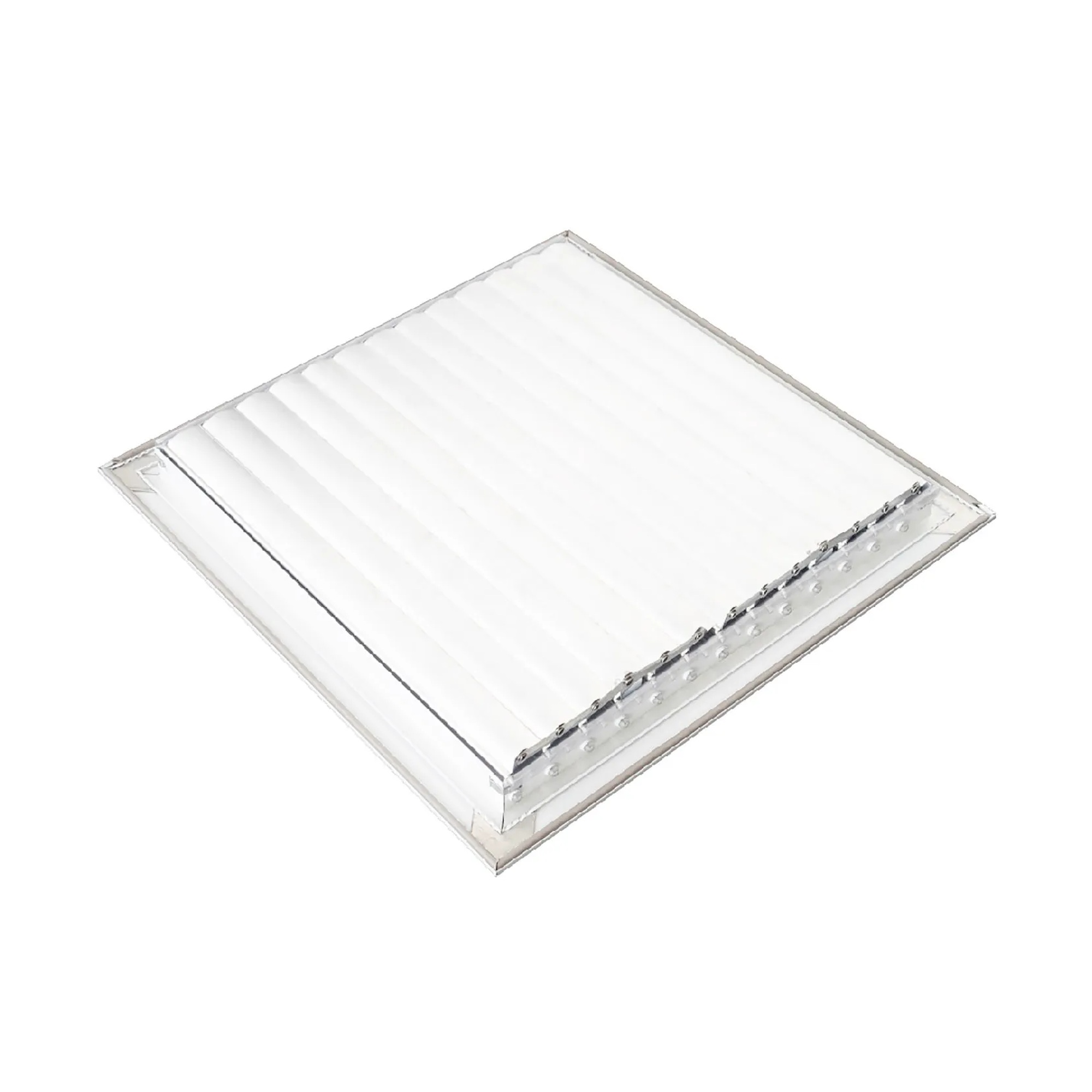 White one-way adjustable aluminum ceiling diffuser for a 10 x 10 inch duct opening