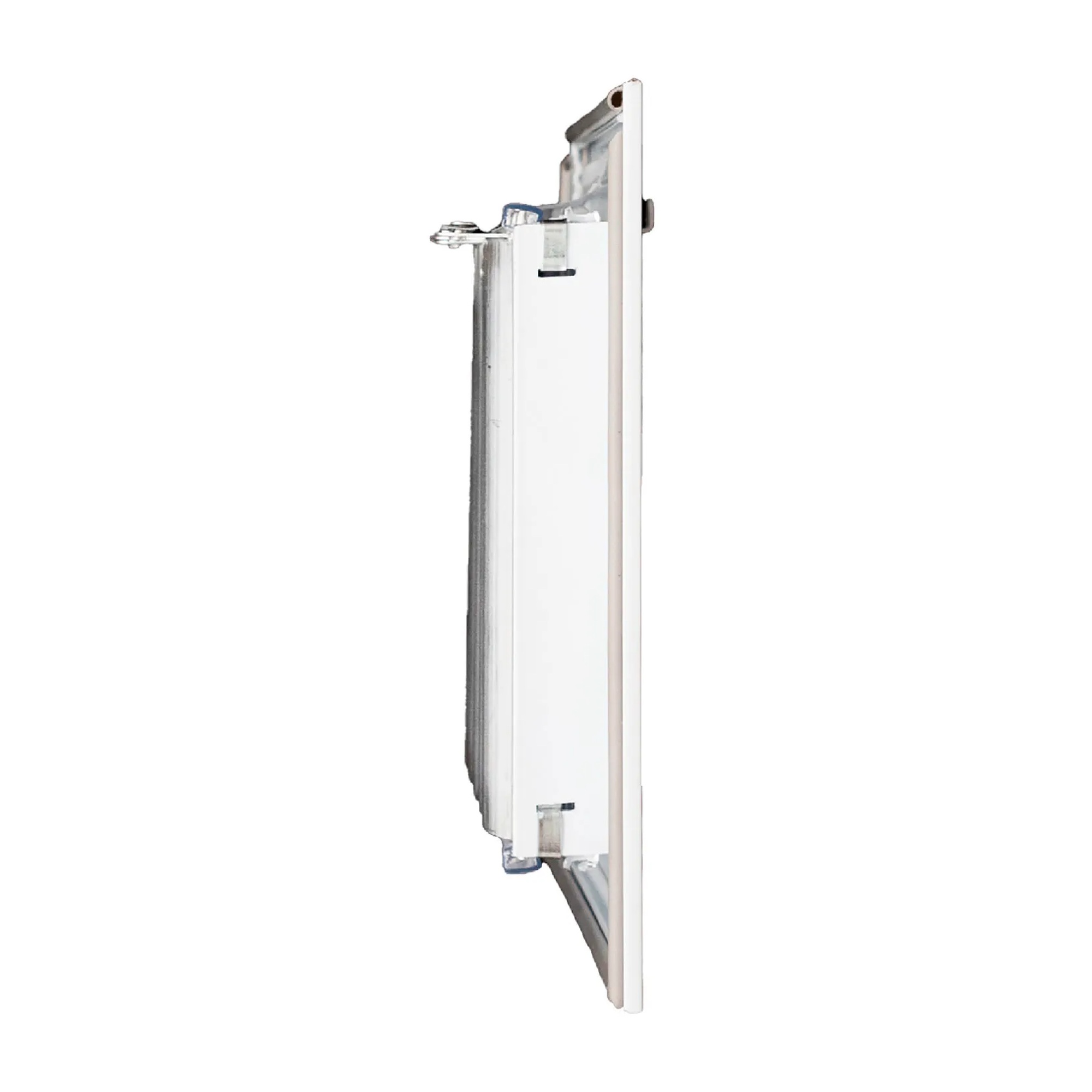 White one-way adjustable aluminum ceiling diffuser for a 10 x 10 inch duct opening