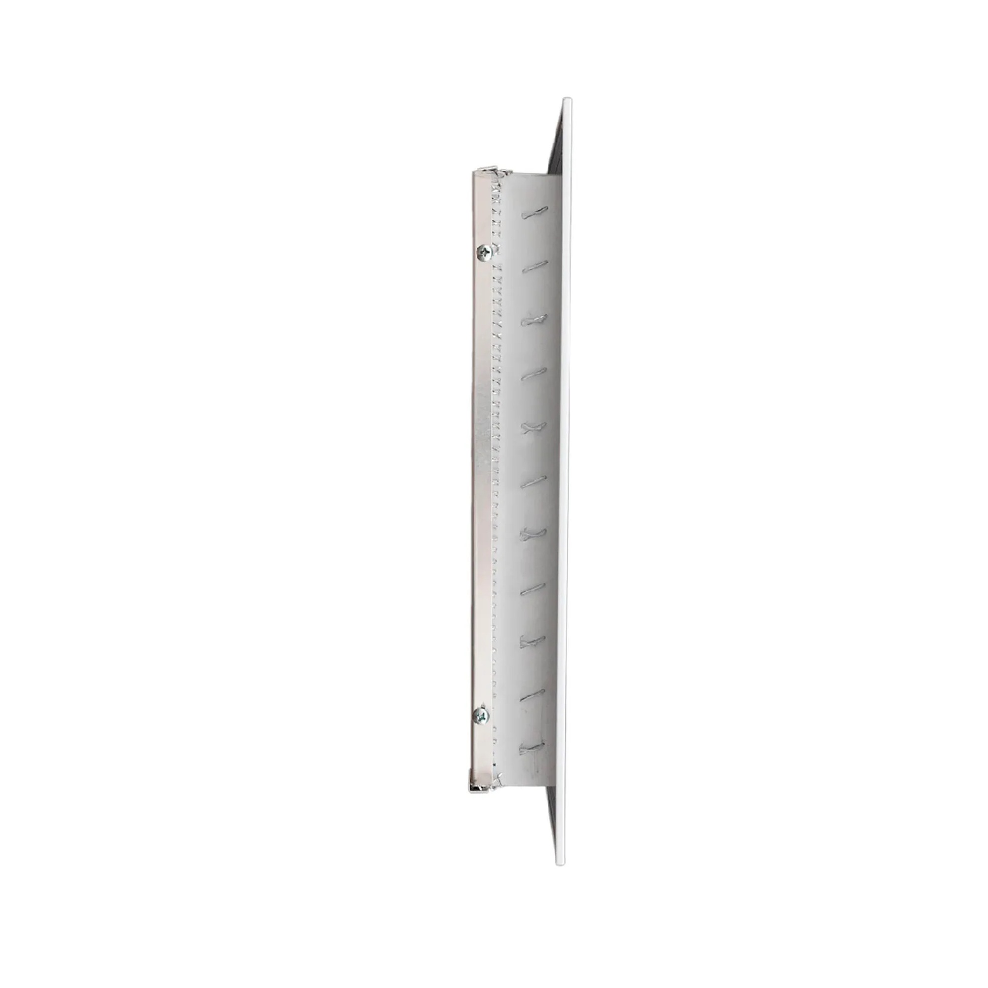 White aluminum louvered exterior return air grille for a 14 x 14 duct opening