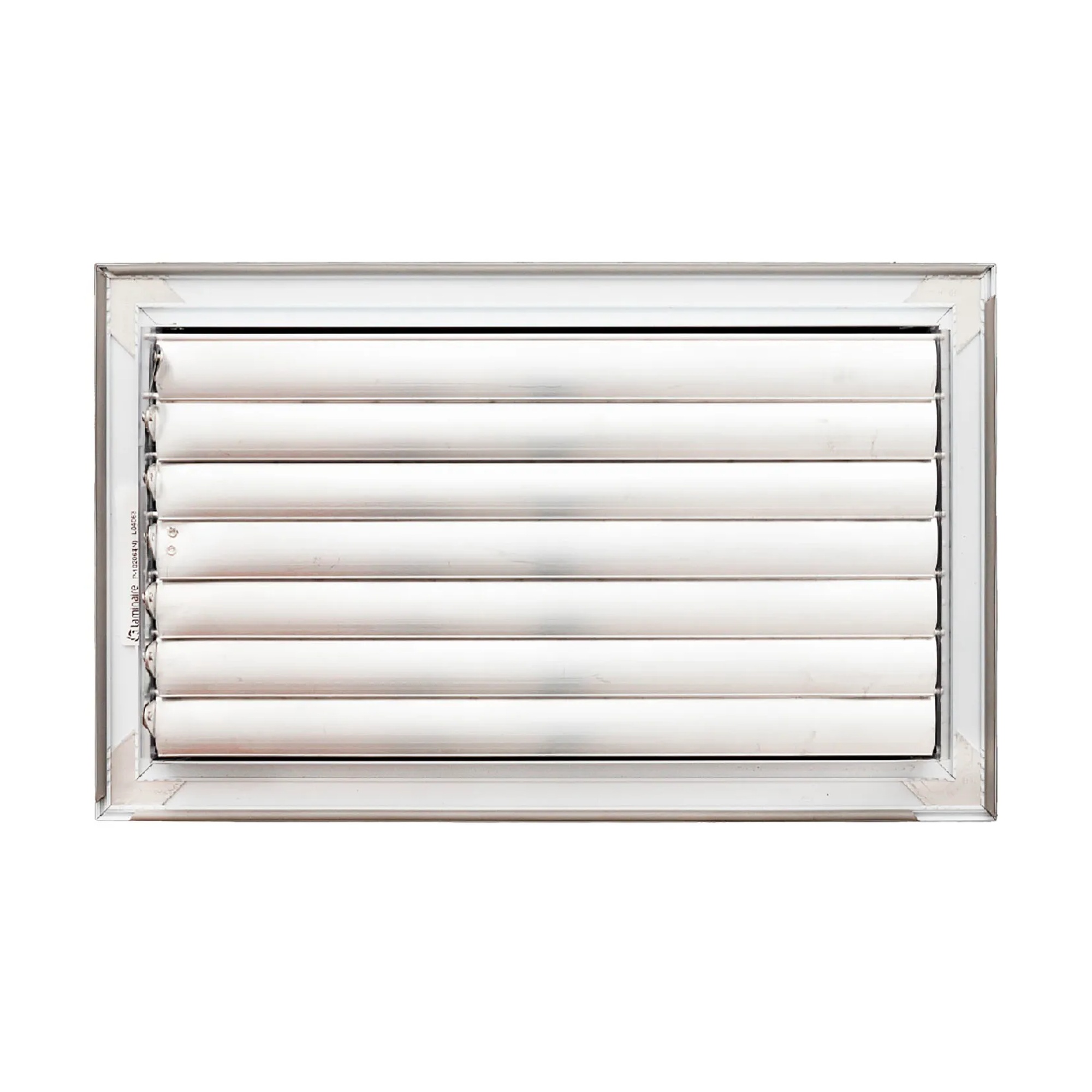 White 1-way adjustable aluminum ceiling diffuser for a 14 x 8 inch duct opening