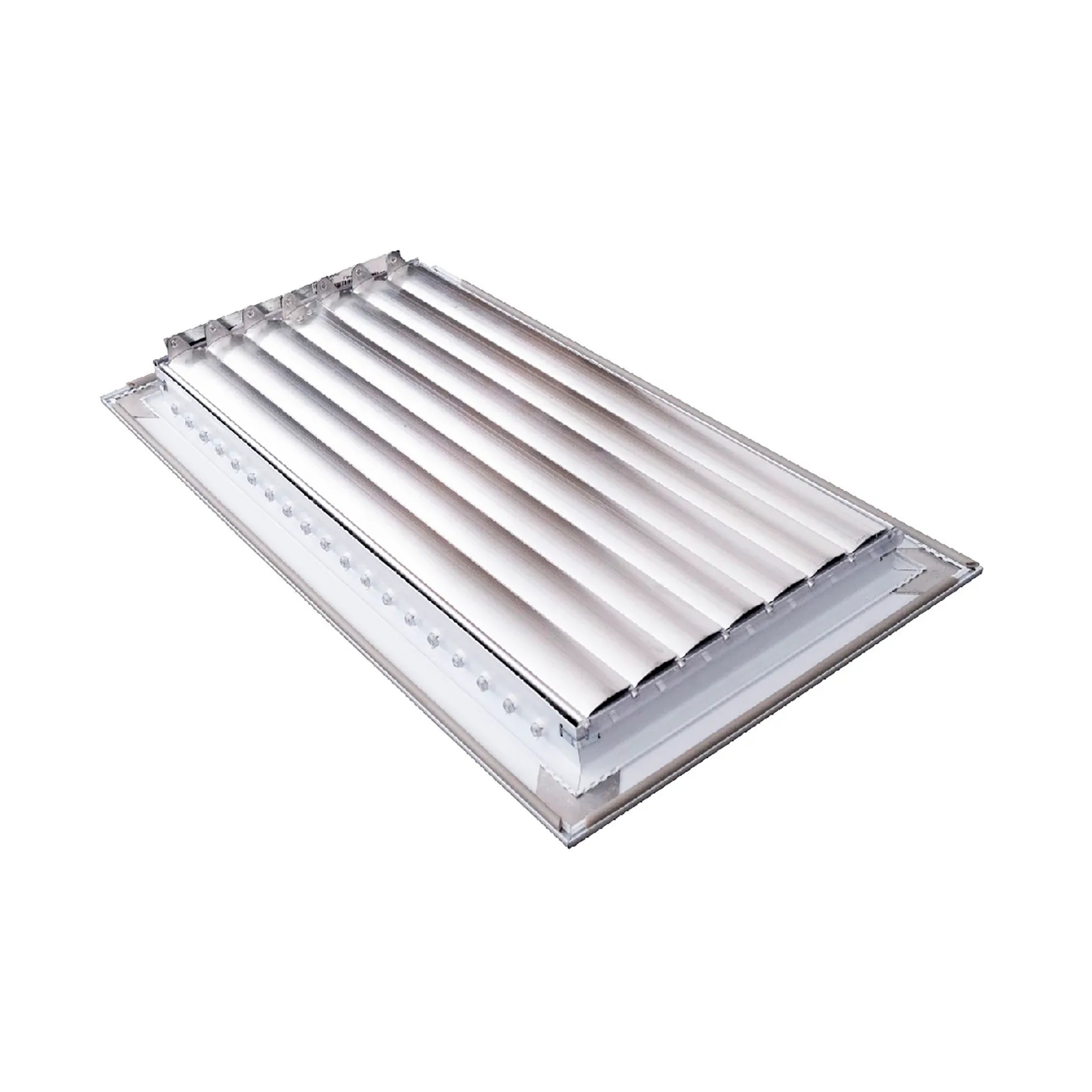 White aluminum adjustable one-way wall register for a 16 in. x 8 in. duct opening