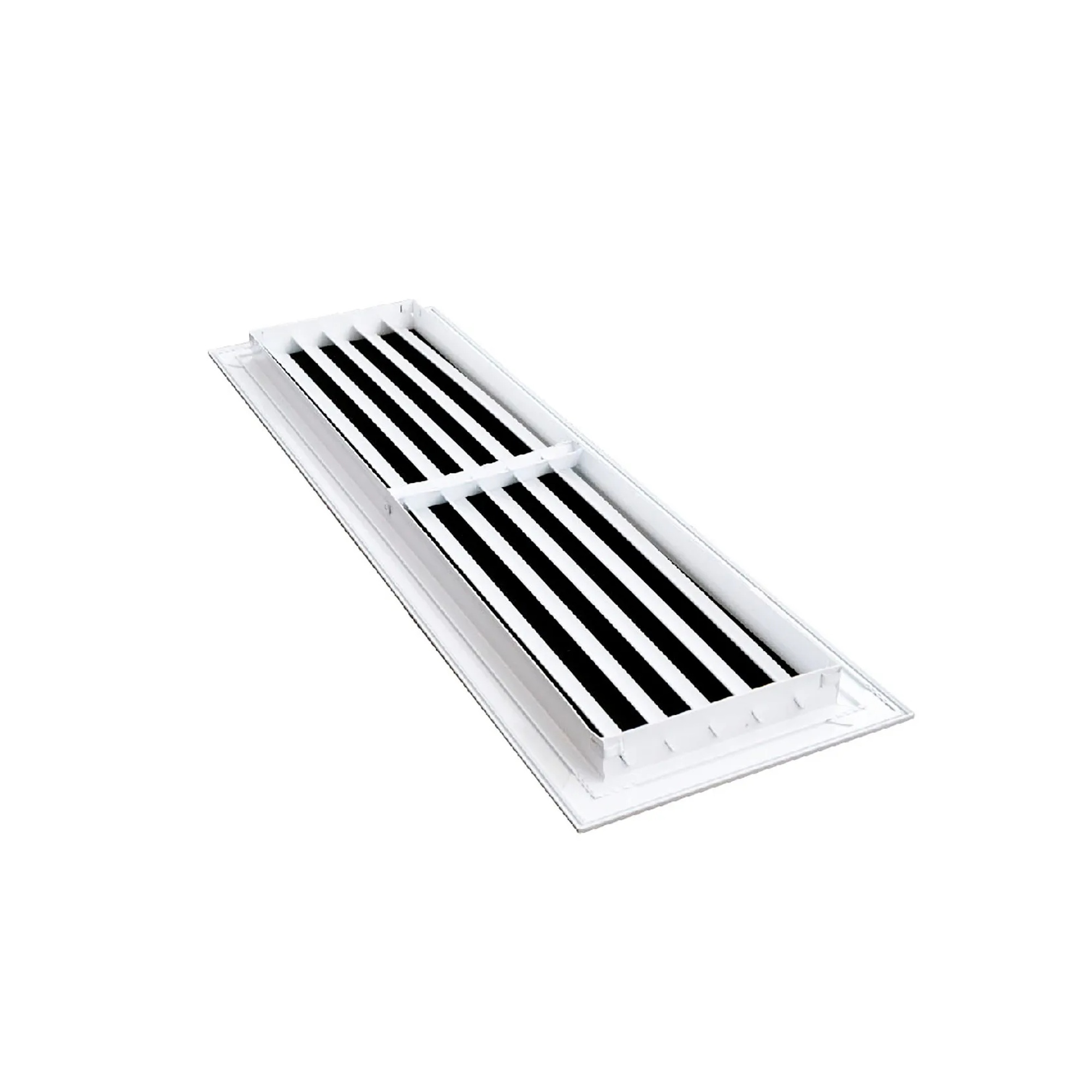 White aluminum return air grille with fixed curved blades for a 24 x 10 duct opening