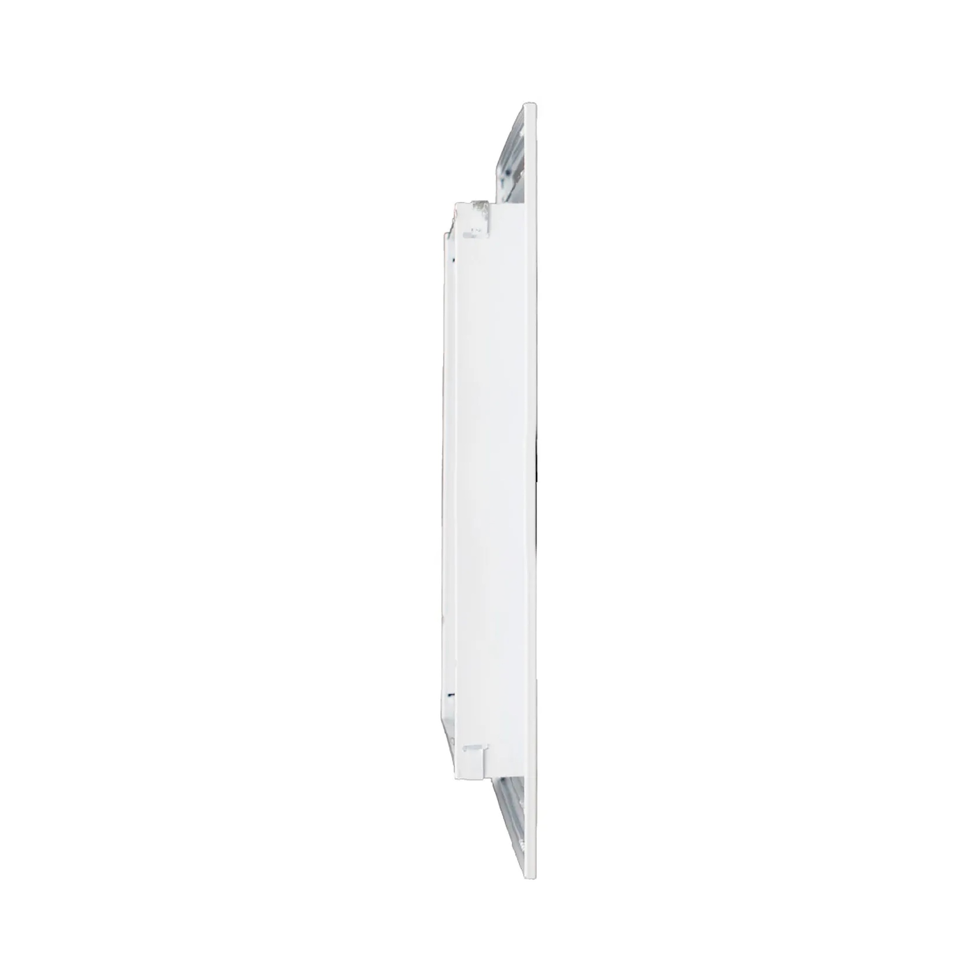 White aluminum return air grille with fixed curved blades for a 30 x 14 inch duct opening