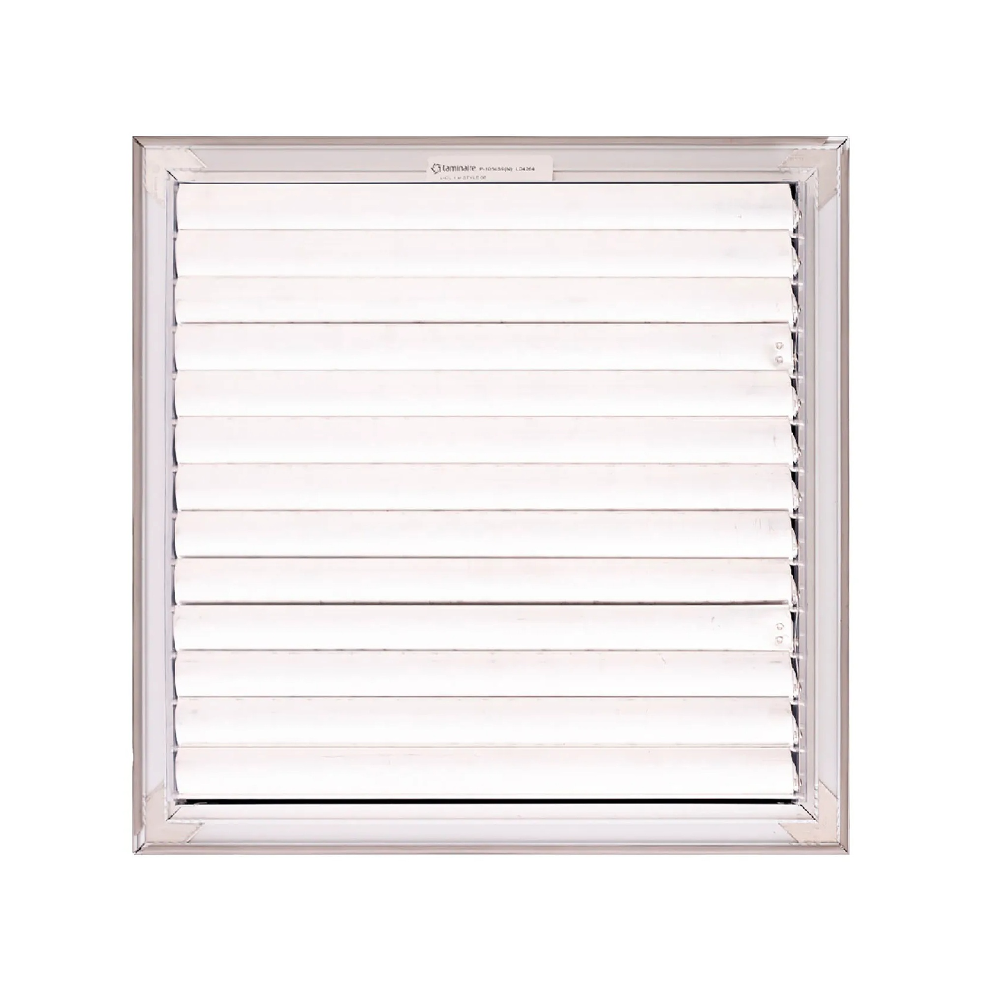 White 1-way adjustable aluminum ceiling diffuser for a 14 x 14 inch duct opening