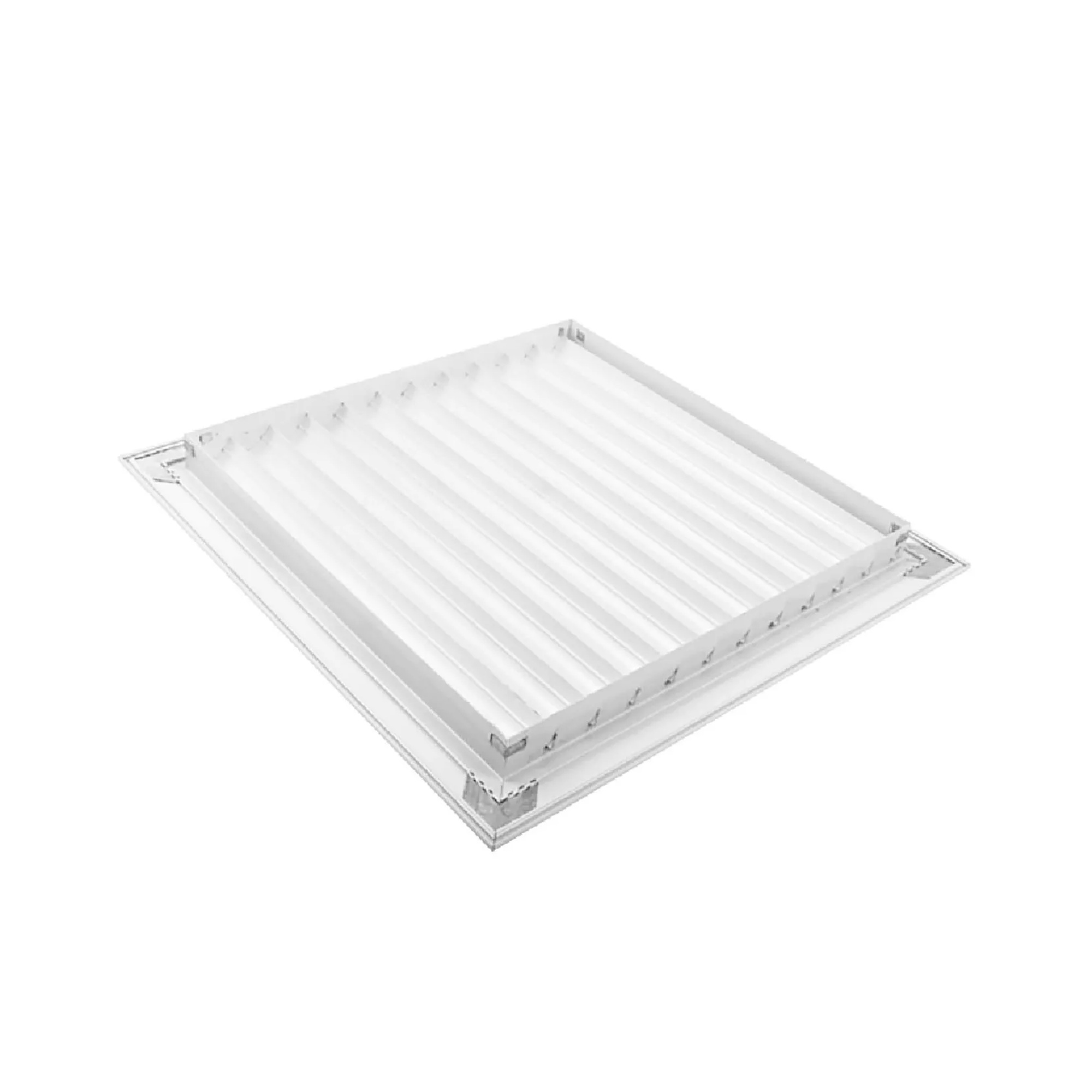 White aluminum return air grille for a 6 x 6 inch duct opening