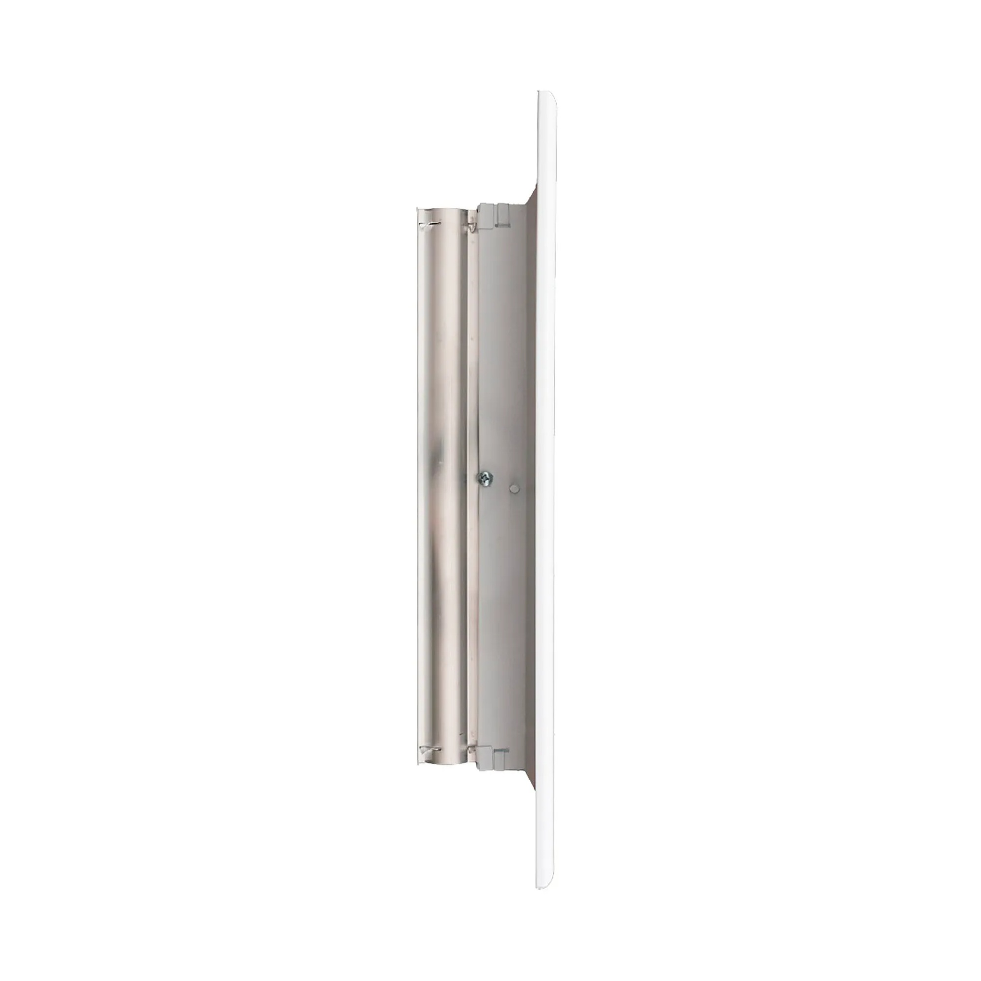 White 4-way fixed-core aluminum ceiling diffuser for an 8 x 8 inch duct opening