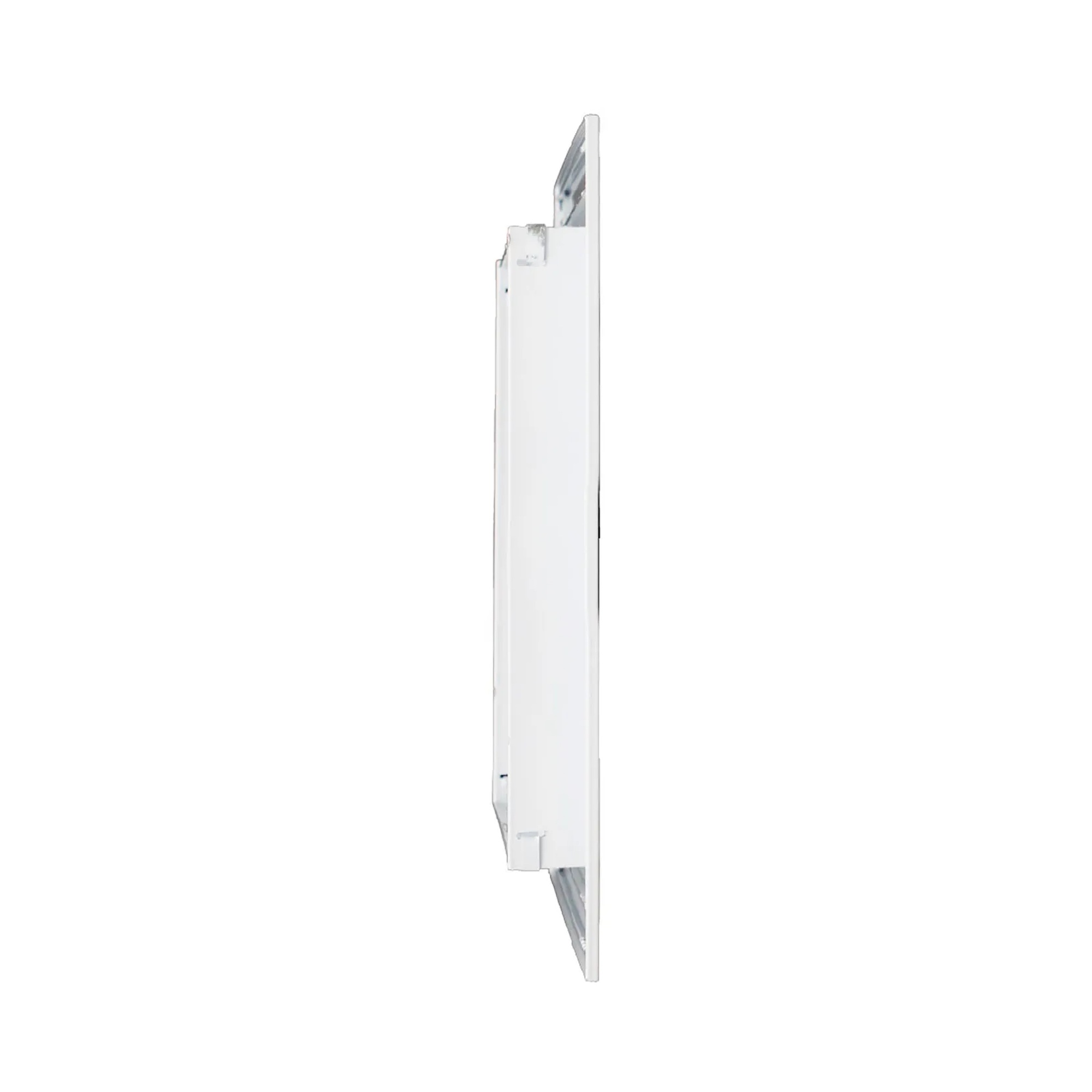 White aluminum return air grille with fixed curved blades for a 12 x 4 duct opening
