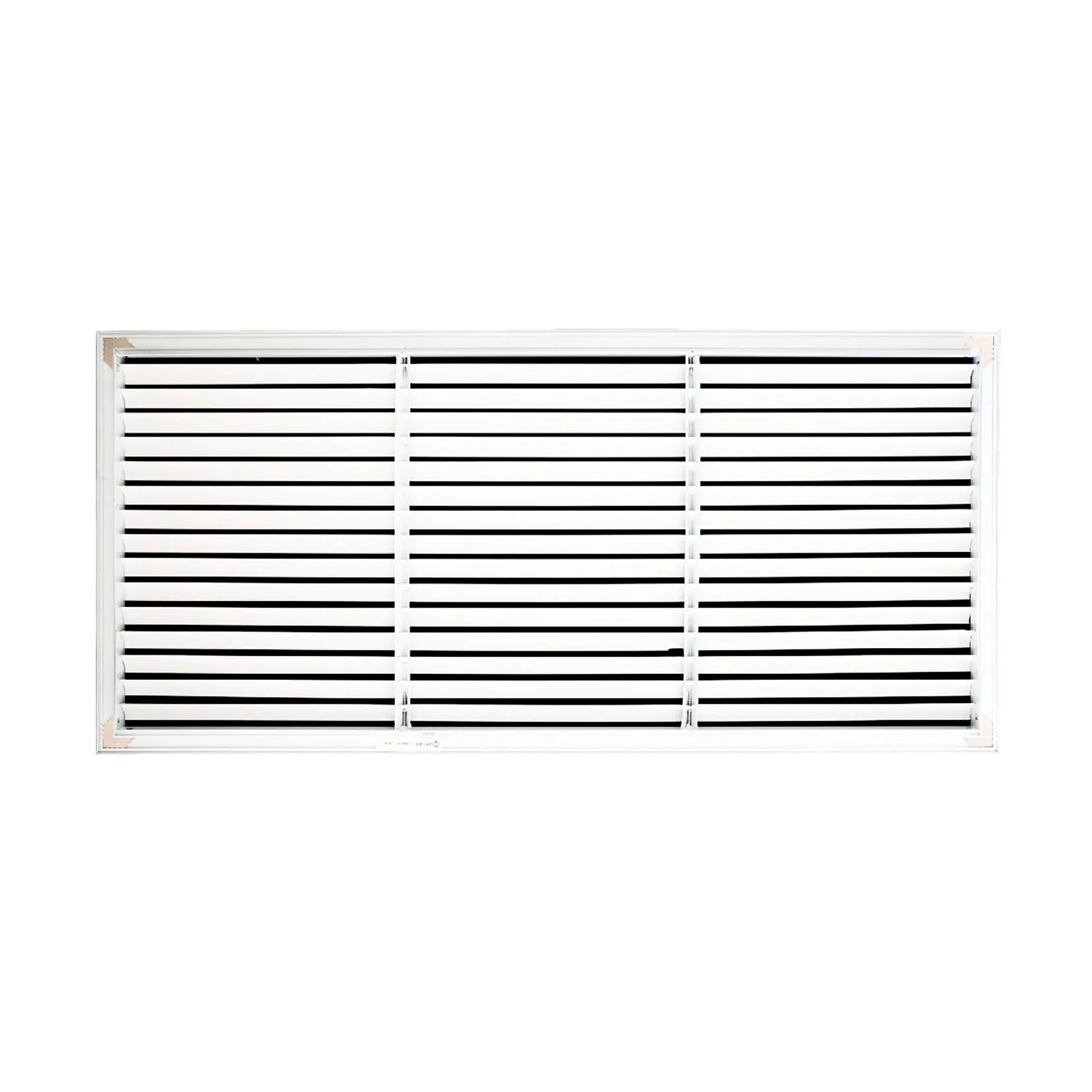 White aluminum fixed-blade return air grille for a 36 x 16 inch duct opening