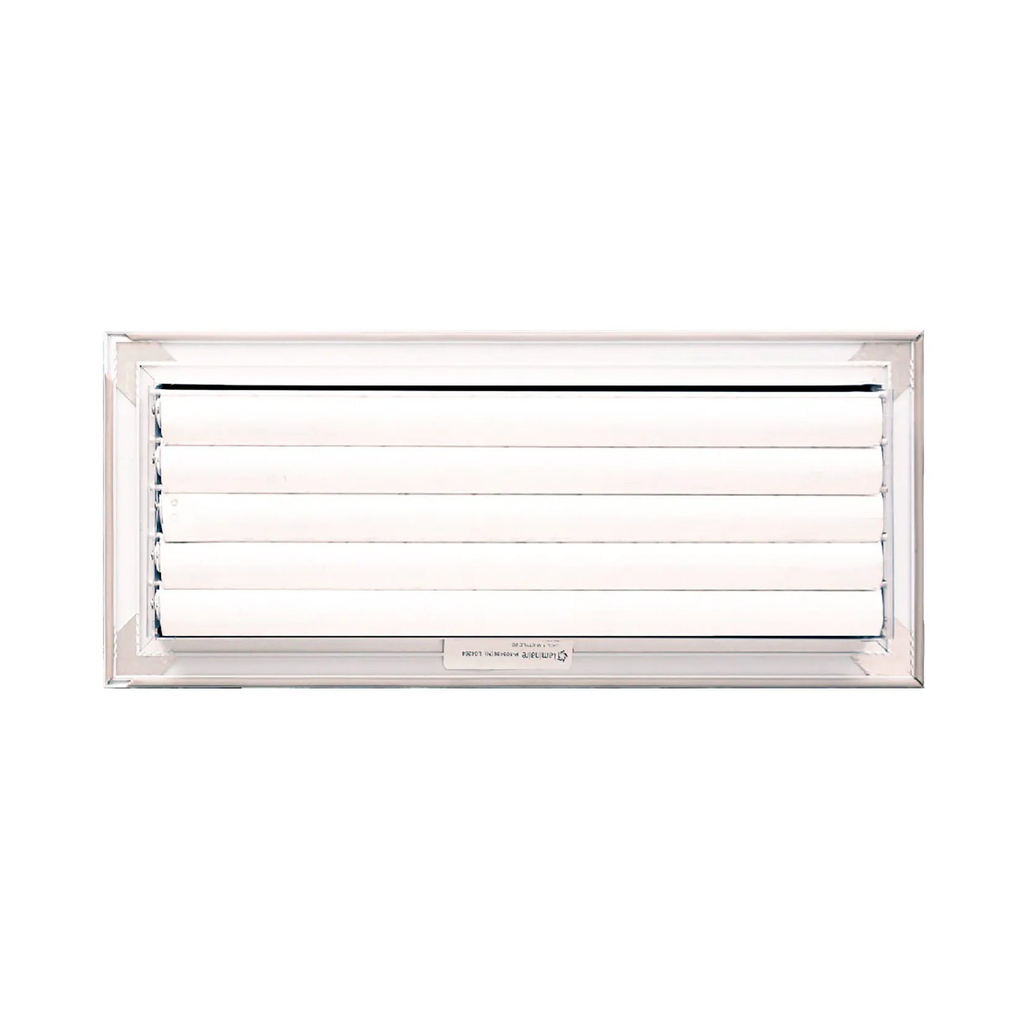 White one-way adjustable aluminum ceiling diffuser for a 16 x 6 inch duct opening