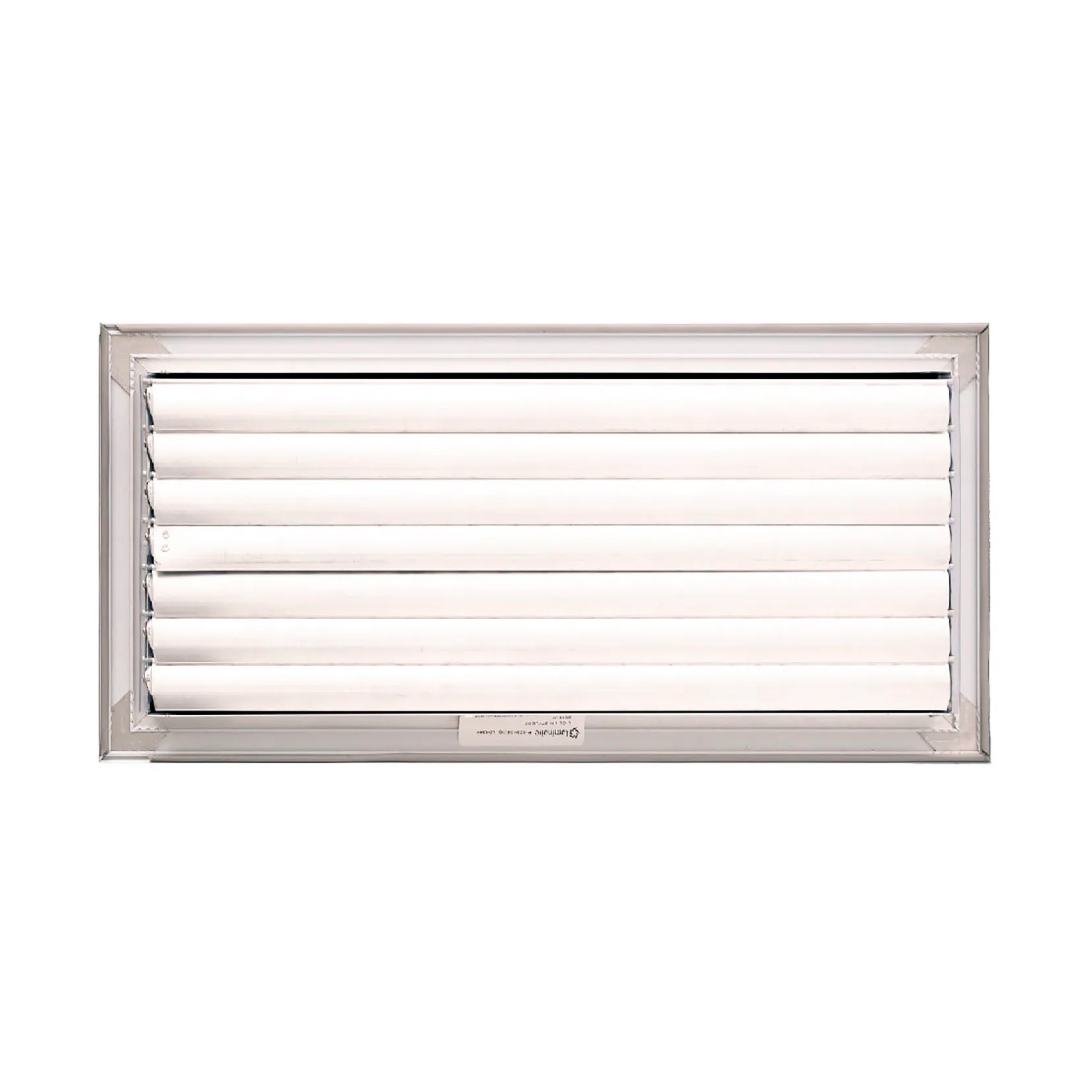 White one-way adjustable aluminum ceiling diffuser for an 18 x 8 inch duct opening