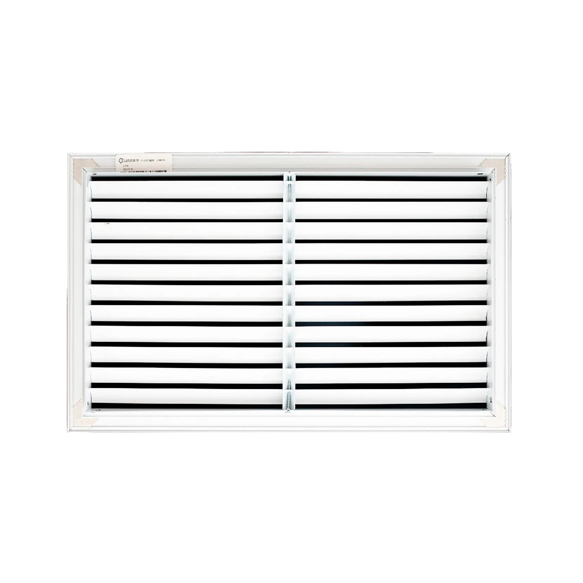 White aluminum fixed-blade return air grille for a 20 x 12 duct opening