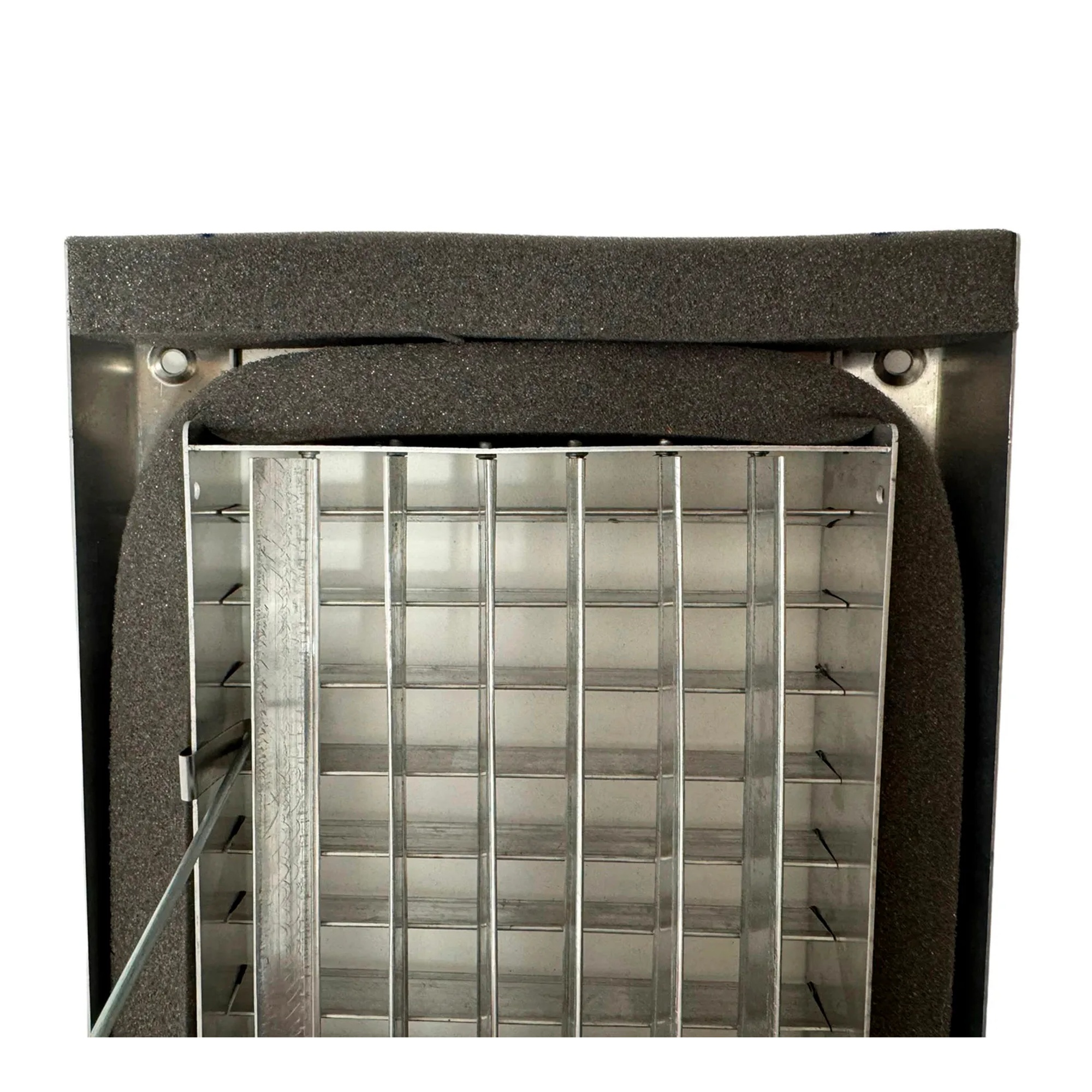 Silver aluminum spiral duct grille for an 18 in. x 8 in. duct opening