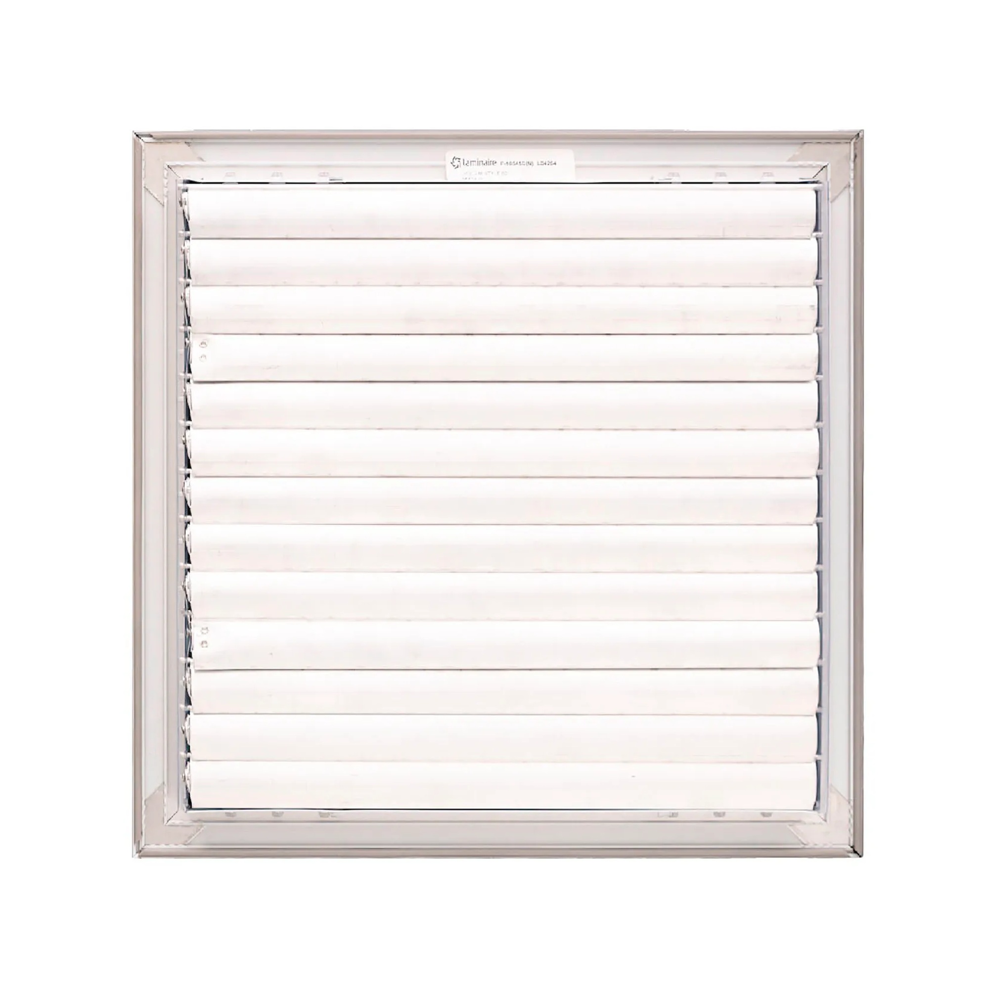 White three-way adjustable aluminum ceiling diffuser for a 14 x 14 inch duct opening