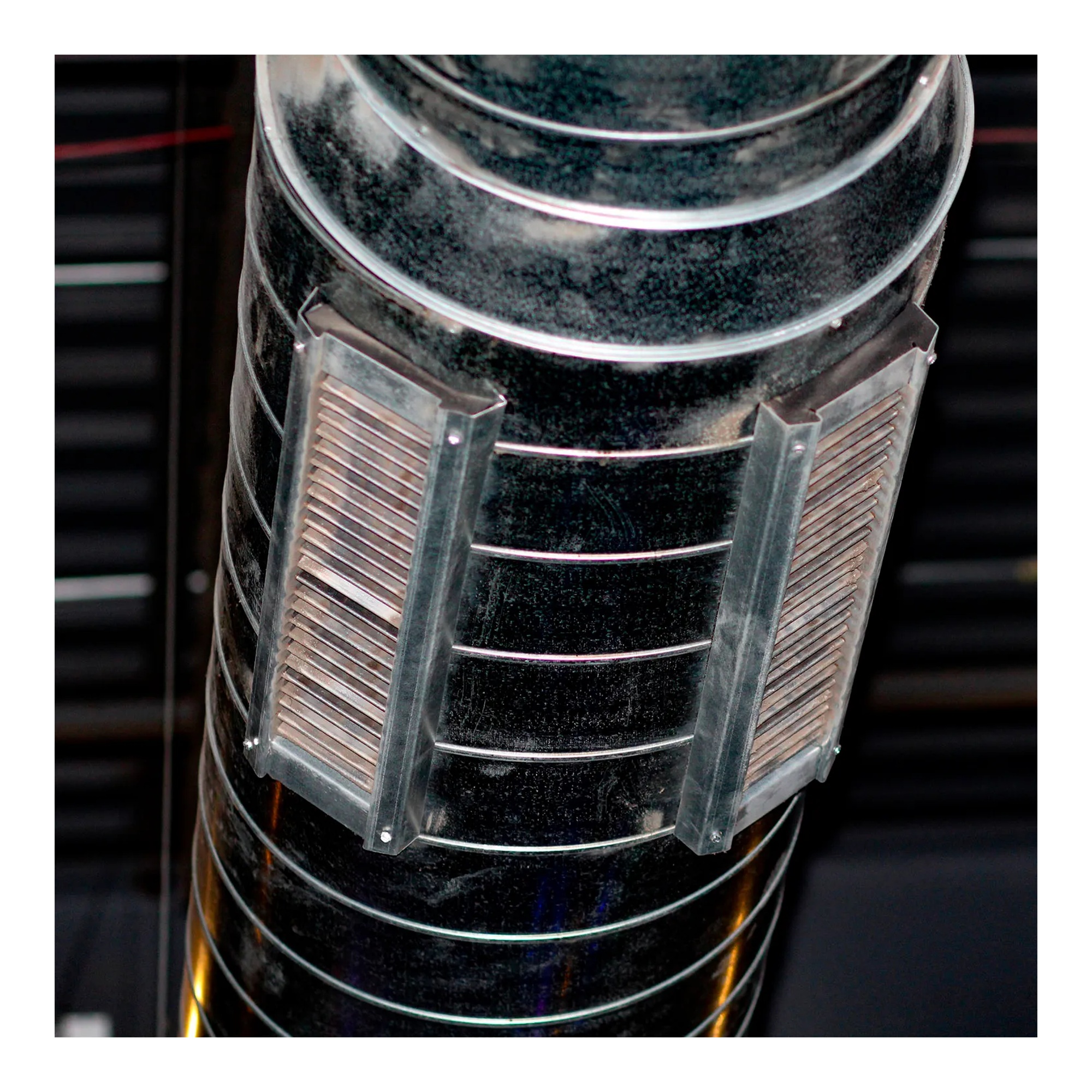 Silver aluminum spiral duct grille for 18 x 4 duct openings
