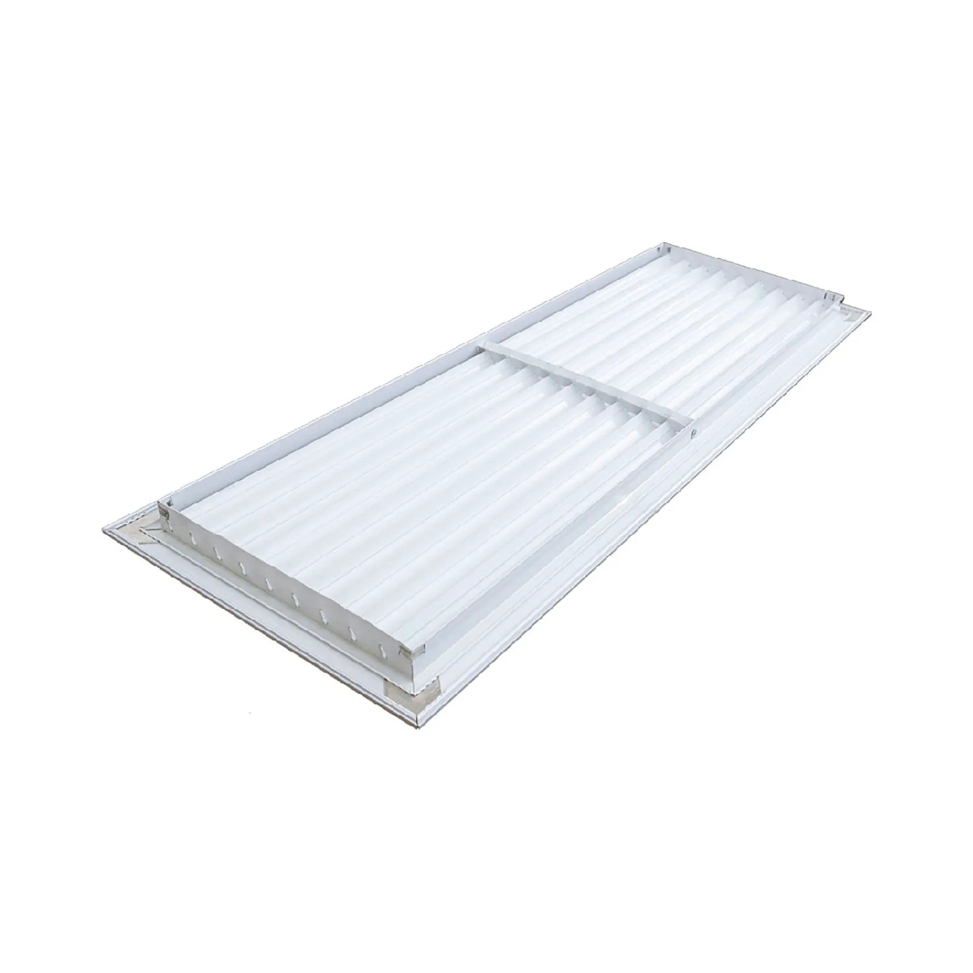 White aluminum return air grille for a 30 x 10 inch duct opening