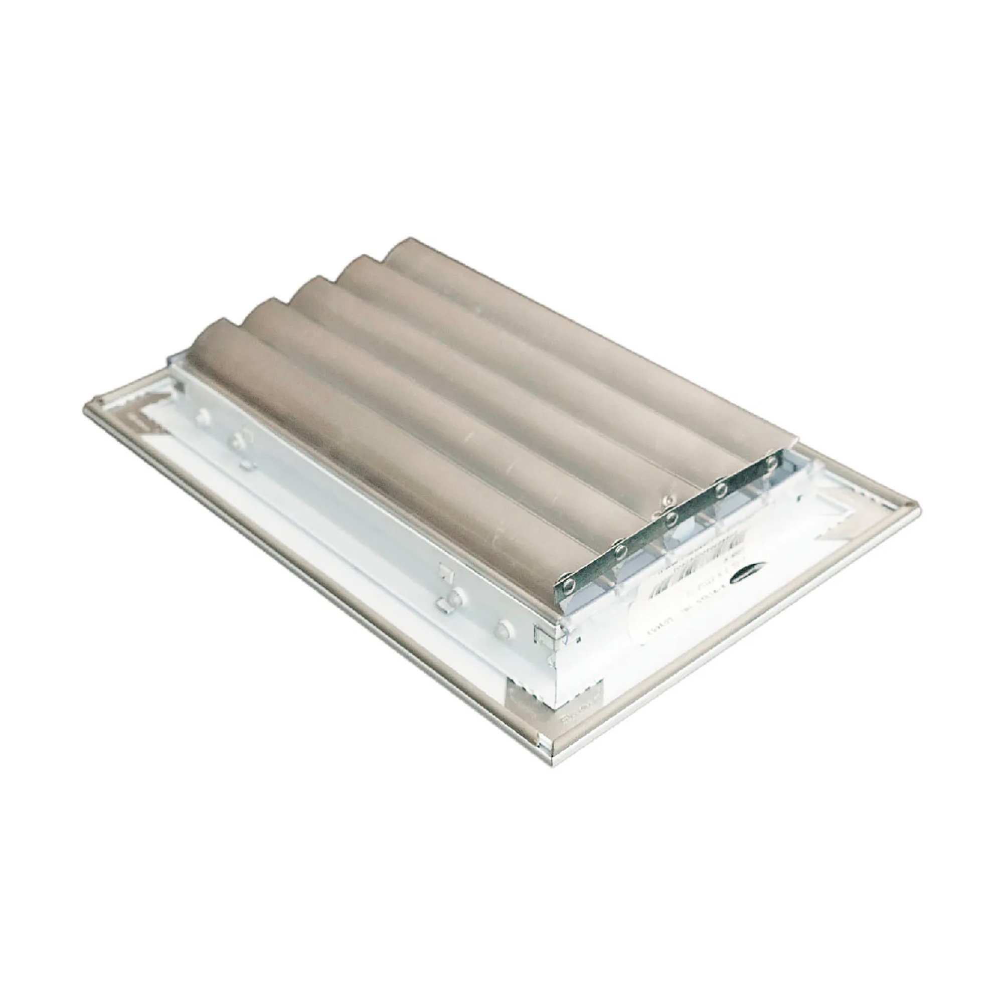 White 3-way aluminum ceiling diffuser for a 10 x 6 inch duct opening