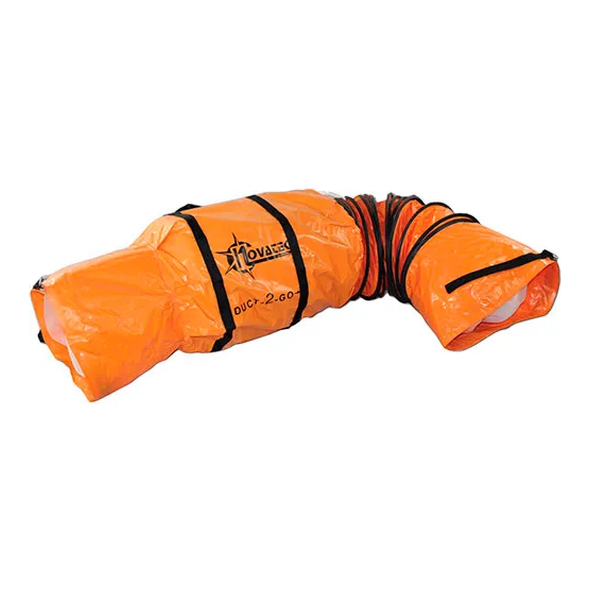 Safety orange 10-inch diameter heavy vinyl flexible duct with integrated carrying case