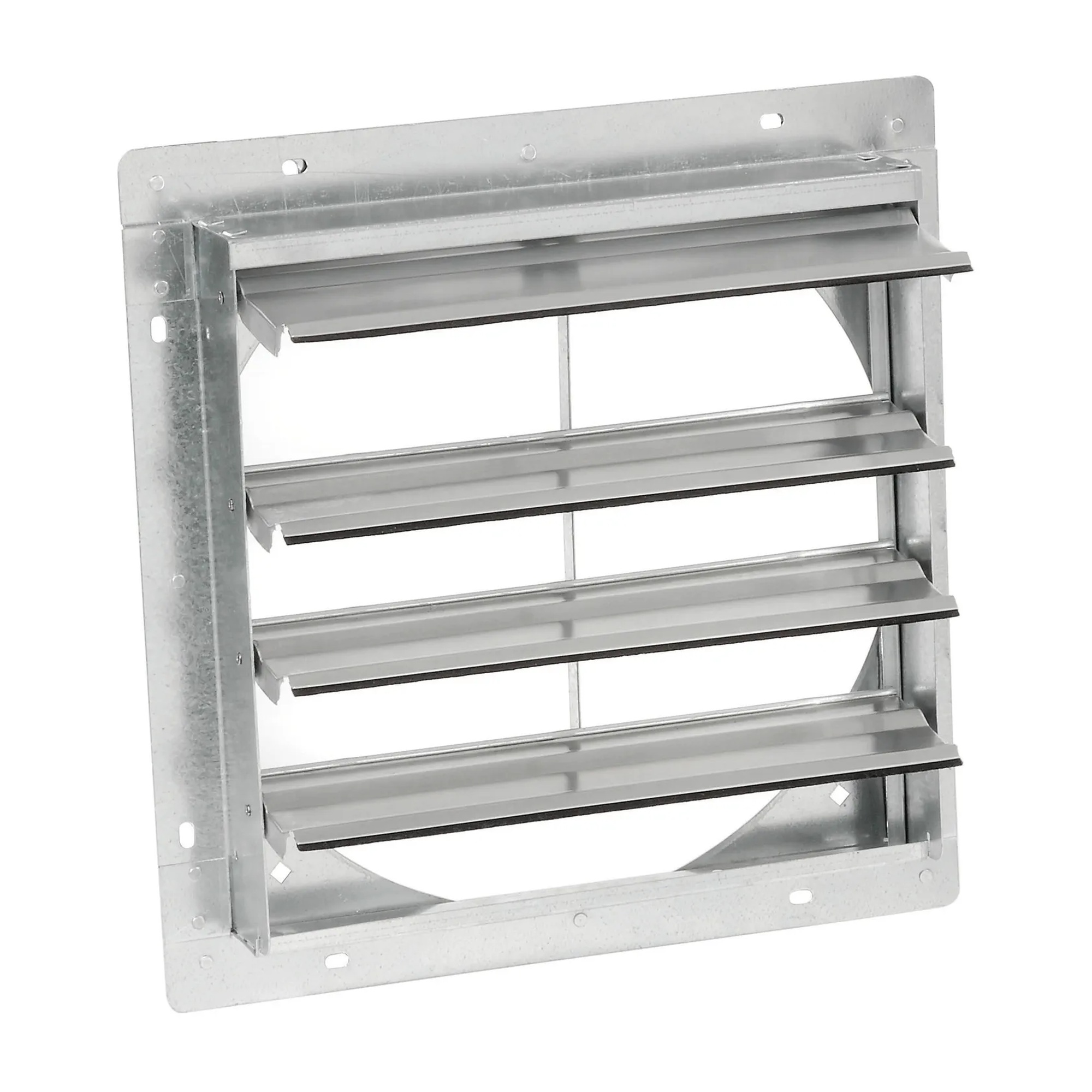 Gravity-close shutter for compatible 12-inch guard-mounted exhaust fans