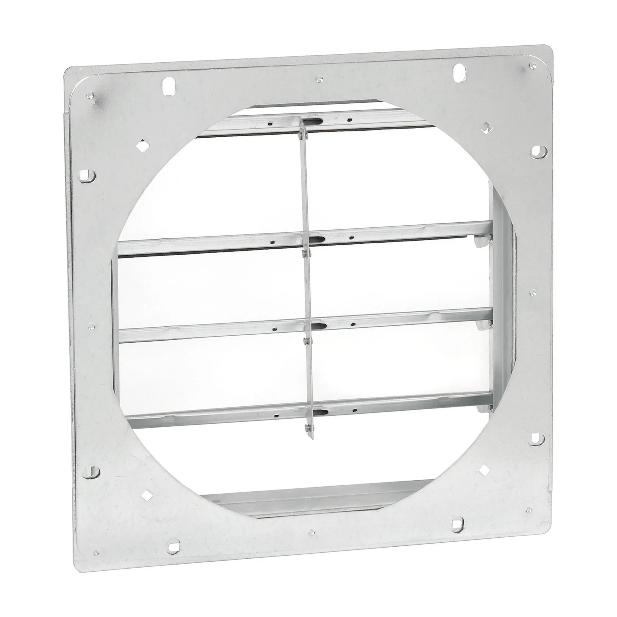 Gravity-close shutter for compatible 12-inch guard-mounted exhaust fans