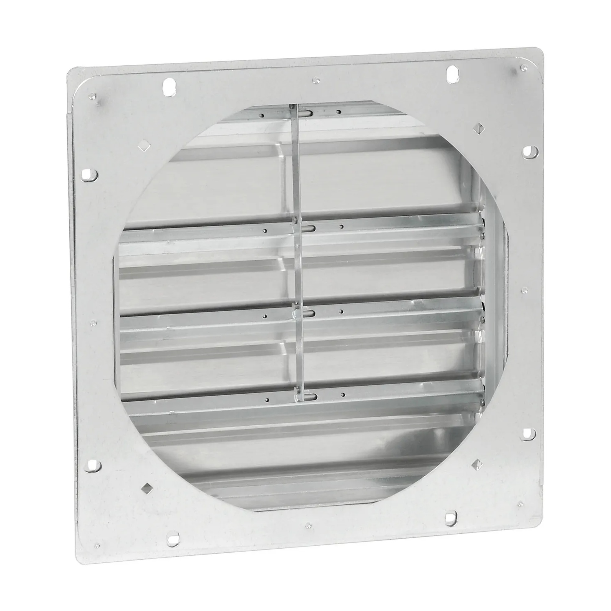 Gravity-close shutter for compatible 12-inch guard-mounted exhaust fans
