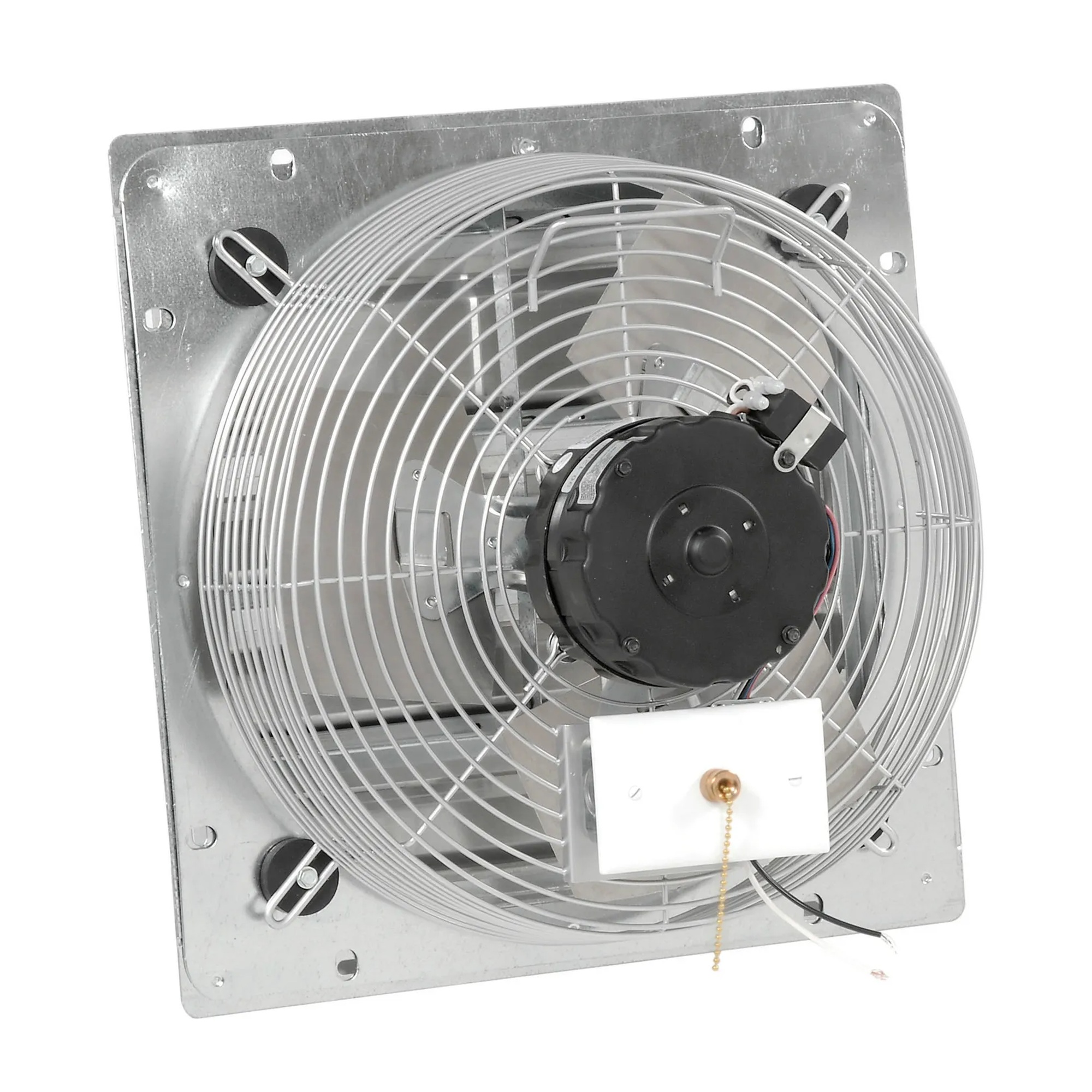 Gravity-close shutter for compatible 12-inch guard-mounted exhaust fans