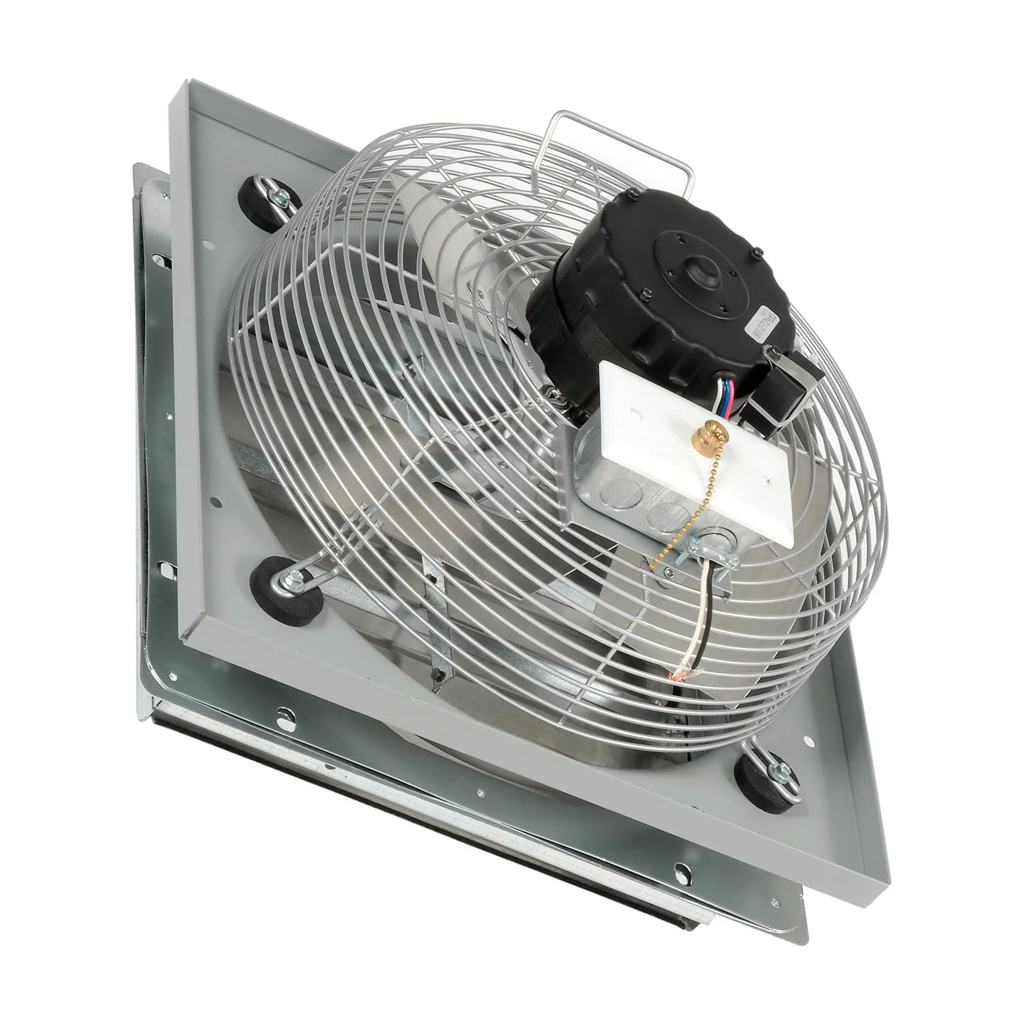 Gravity-close shutter for compatible 12-inch guard-mounted exhaust fans
