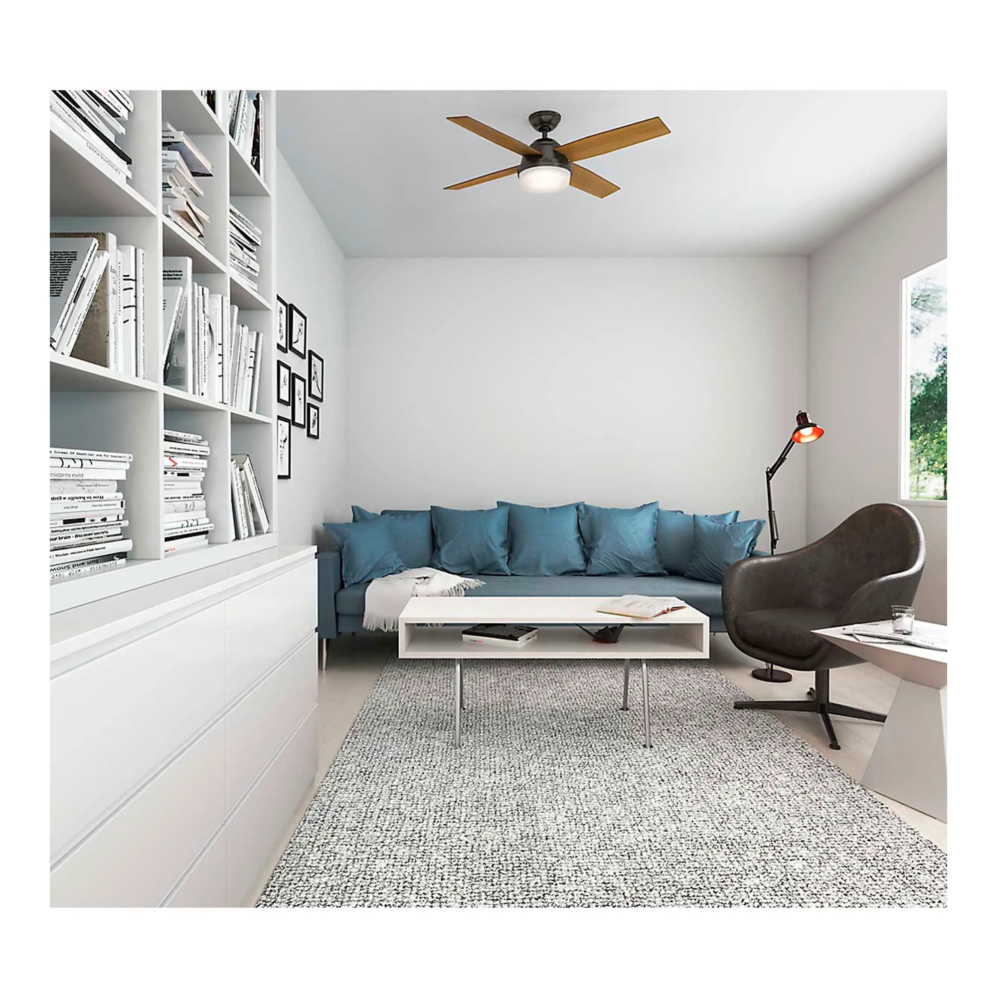 52-inch ceiling fan with integrated light kit and handheld remote